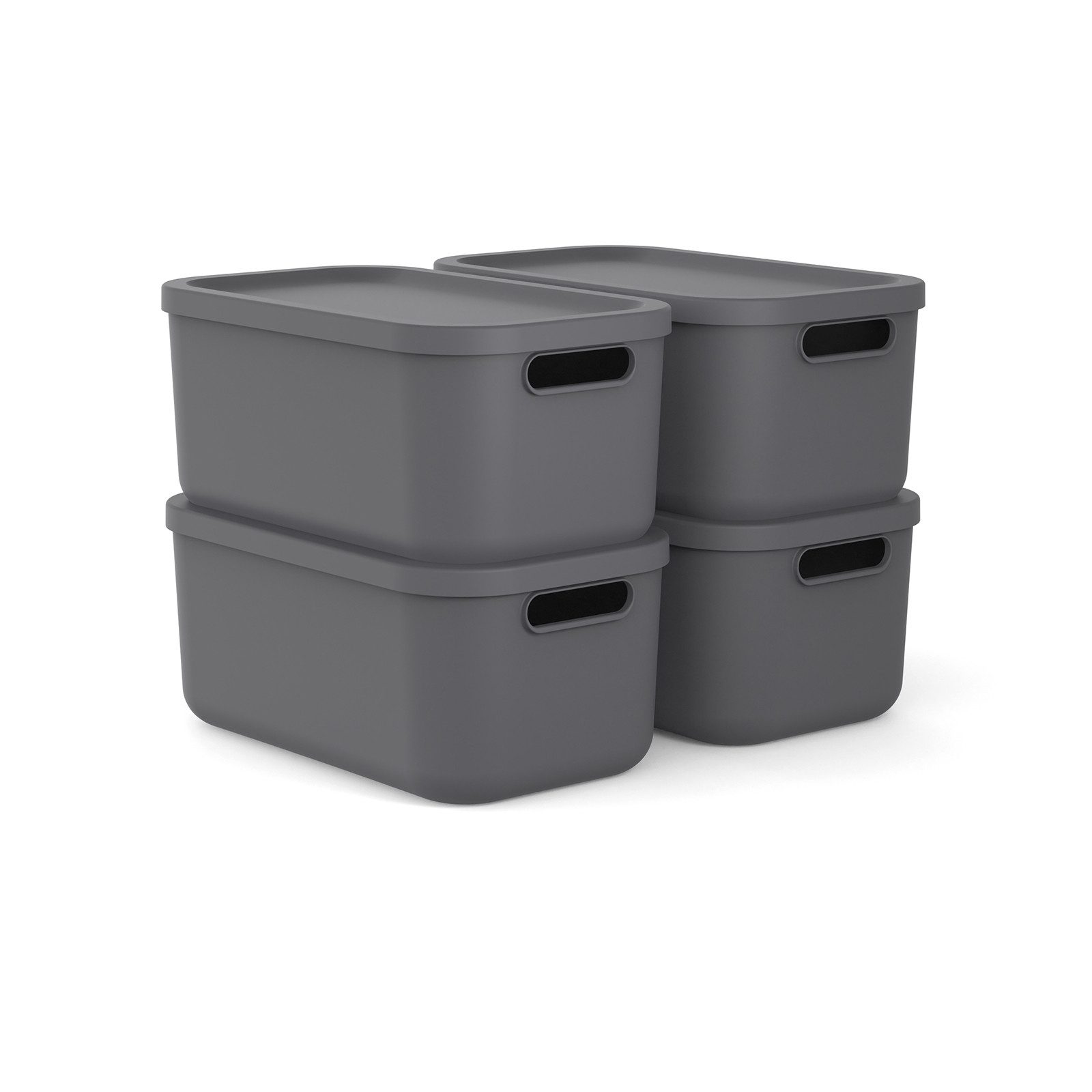 ROTHO Stapelbox (Aufbewahrungsboxenset, 4er-Set), Universell einsetzbar als Vorratsbox, Kiste, Organizer, Container