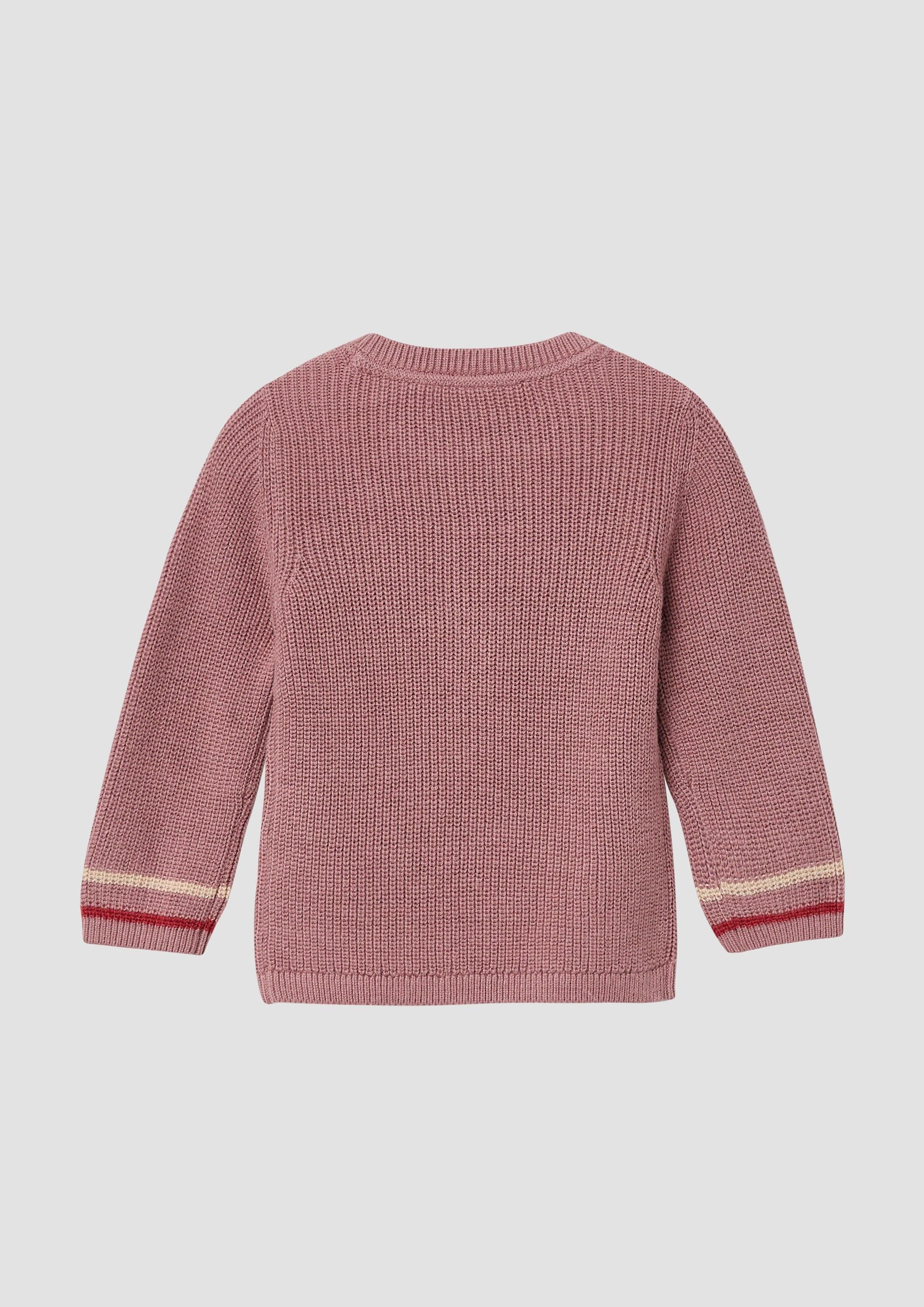 s.Oliver Longpullover Strickpullover Strickpullover aus Baumwollmix mit Artwork
