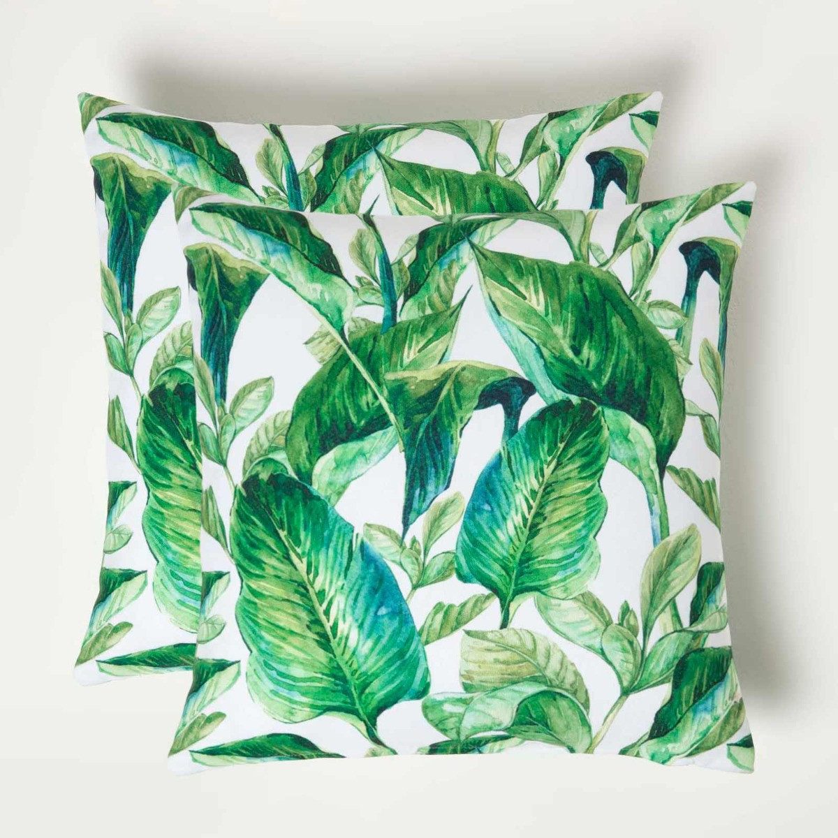 Homescapes Dekokissen Gartenkissen Tropical – 2er-Set Outdoor Kissen 45 x 45 cm