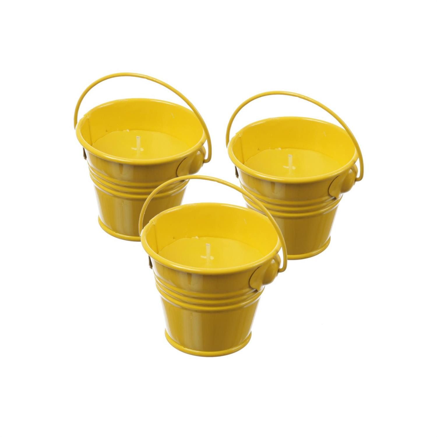 MARELIDA LED-Kerze Duftkerzen Citronella Garten Balkon Outdoorkerzen im Metalleimer 3St. (3-tlg)