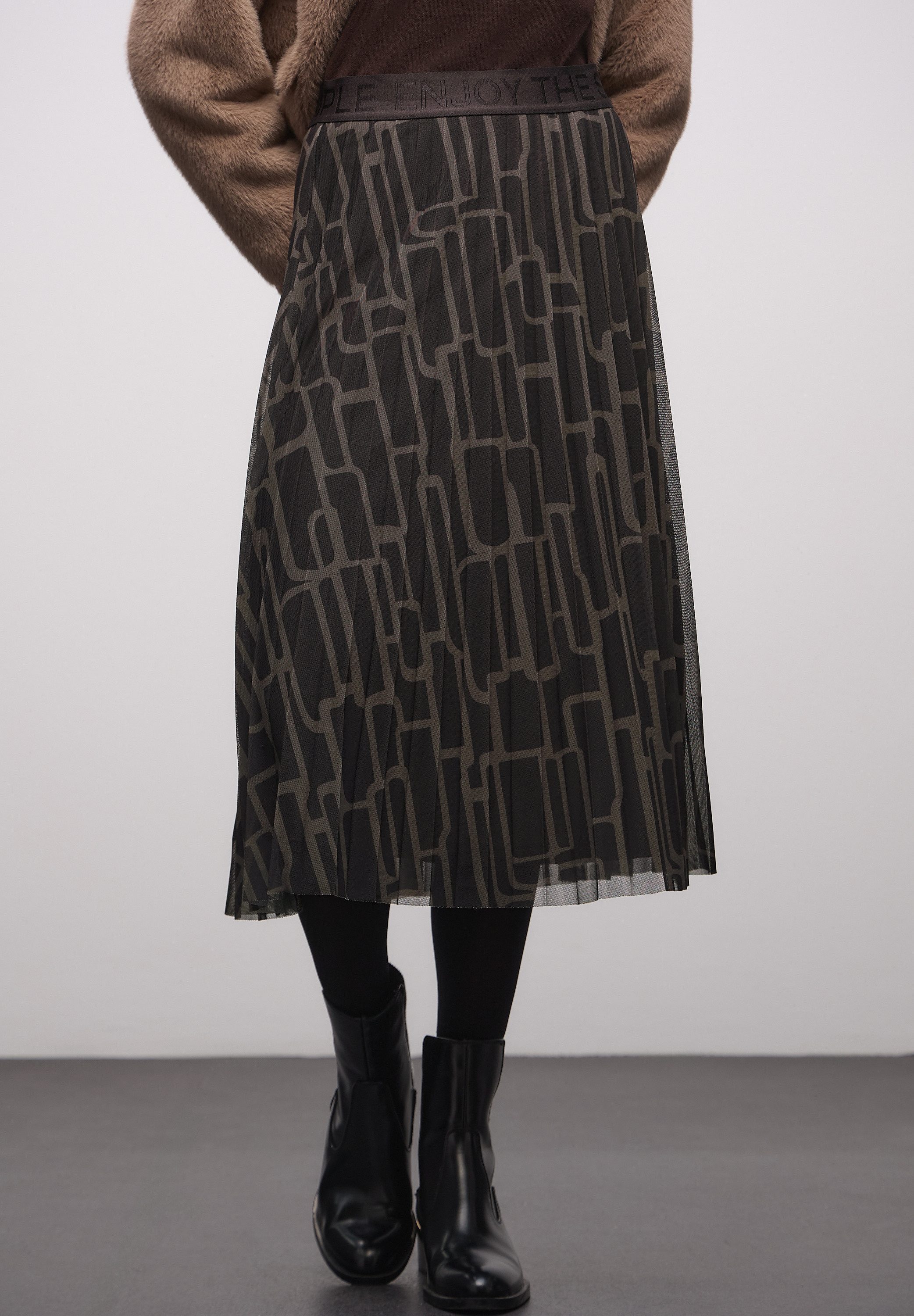 STREET ONE Meshrock Mesh Plissée Rock mit Print günstig online kaufen