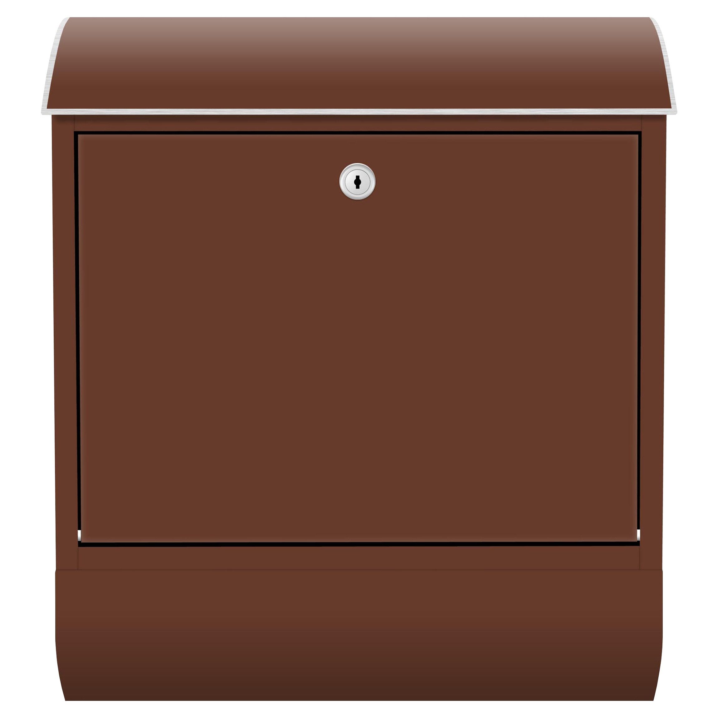 Bilderdepot24 Briefkasten Wandbriefkasten mit Zeitungsfach einfarbig Schokobraun (inkl. Zeitungsrolle und 3 Schlüssel), matt, wetterfest, UV-beständig, abschließbar, 46x39x13 cm