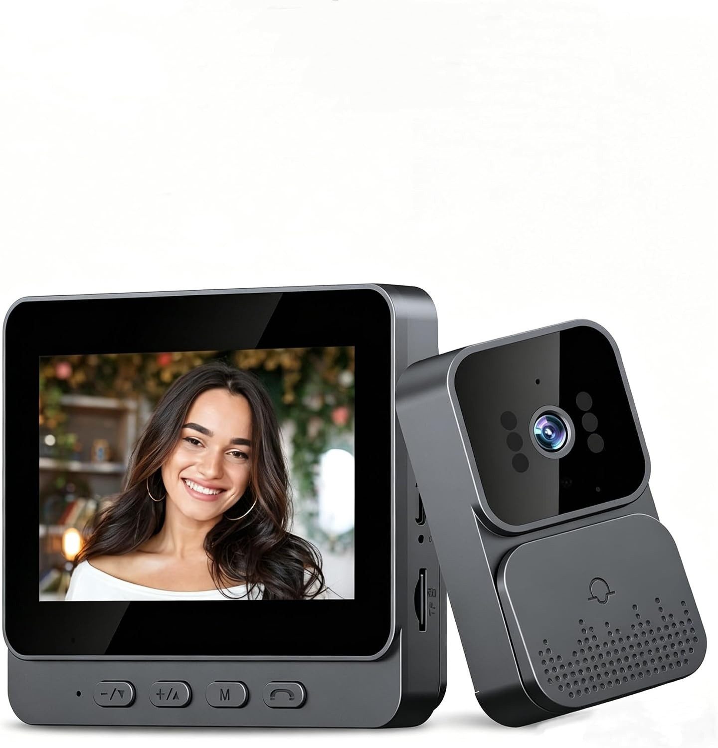 Topcony Überwachungskamera Video-Türsprechanlage Videotürklingel Video Doorbell 4,3 Zoll kabellos (Außen, Innen, Türklingel-Kamera, kabellos, mit Monitor, Video Gegensprechanlage mit 11cm Zwei-Wege-Audio, großem Bildschirm, Telefon-Sicherheitskamera)