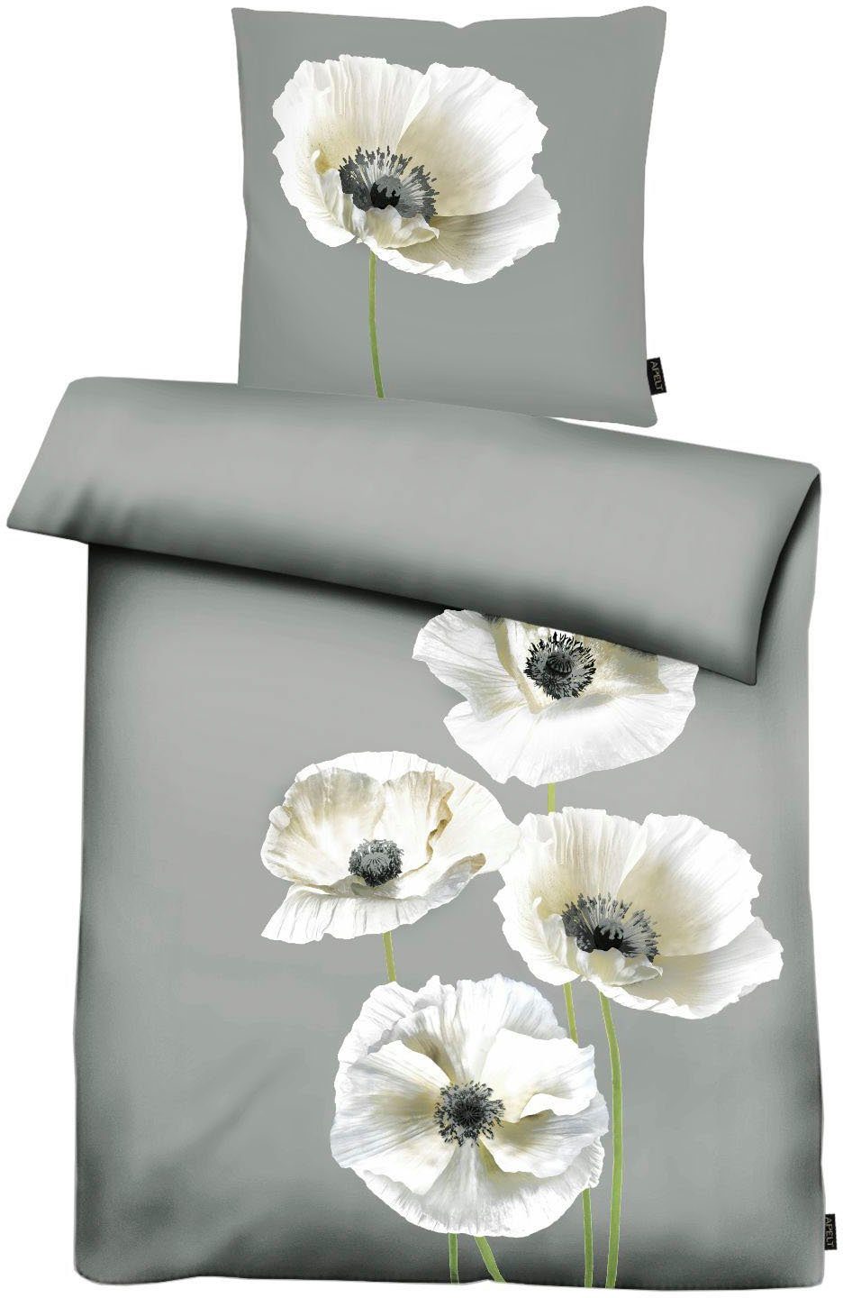 APELT Bettwäsche Poppy, Mako-Satin, 2 teilig, Bio-Baumwolle, Pflegeleicht