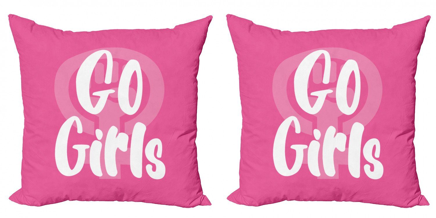 Kissenbezüge Modern Accent Doppelseitiger Digitaldruck, Abakuhaus (2 Stück), Mädchen-Slogan Go Girl Text in Bold
