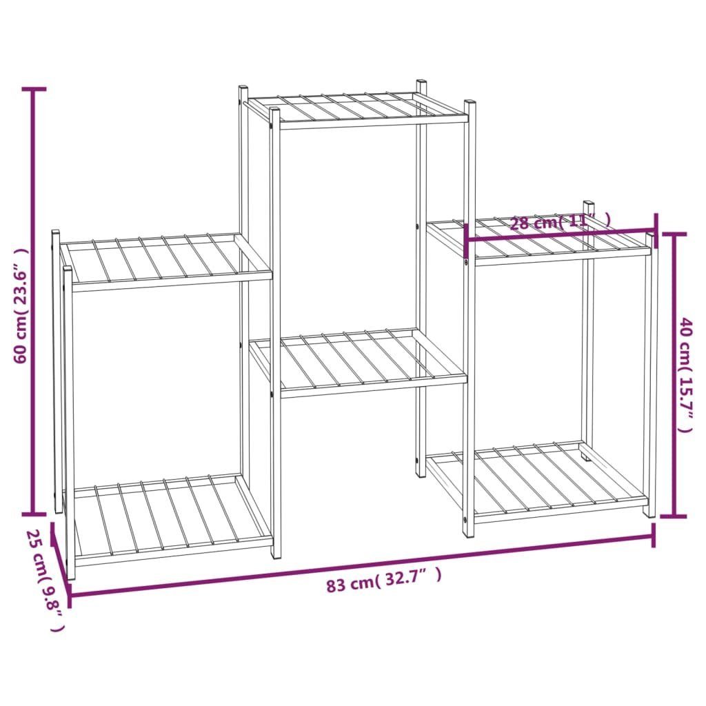 cm Blumenständer Pflanzentreppe vidaXL Schwarz 83x25x60 Eisen