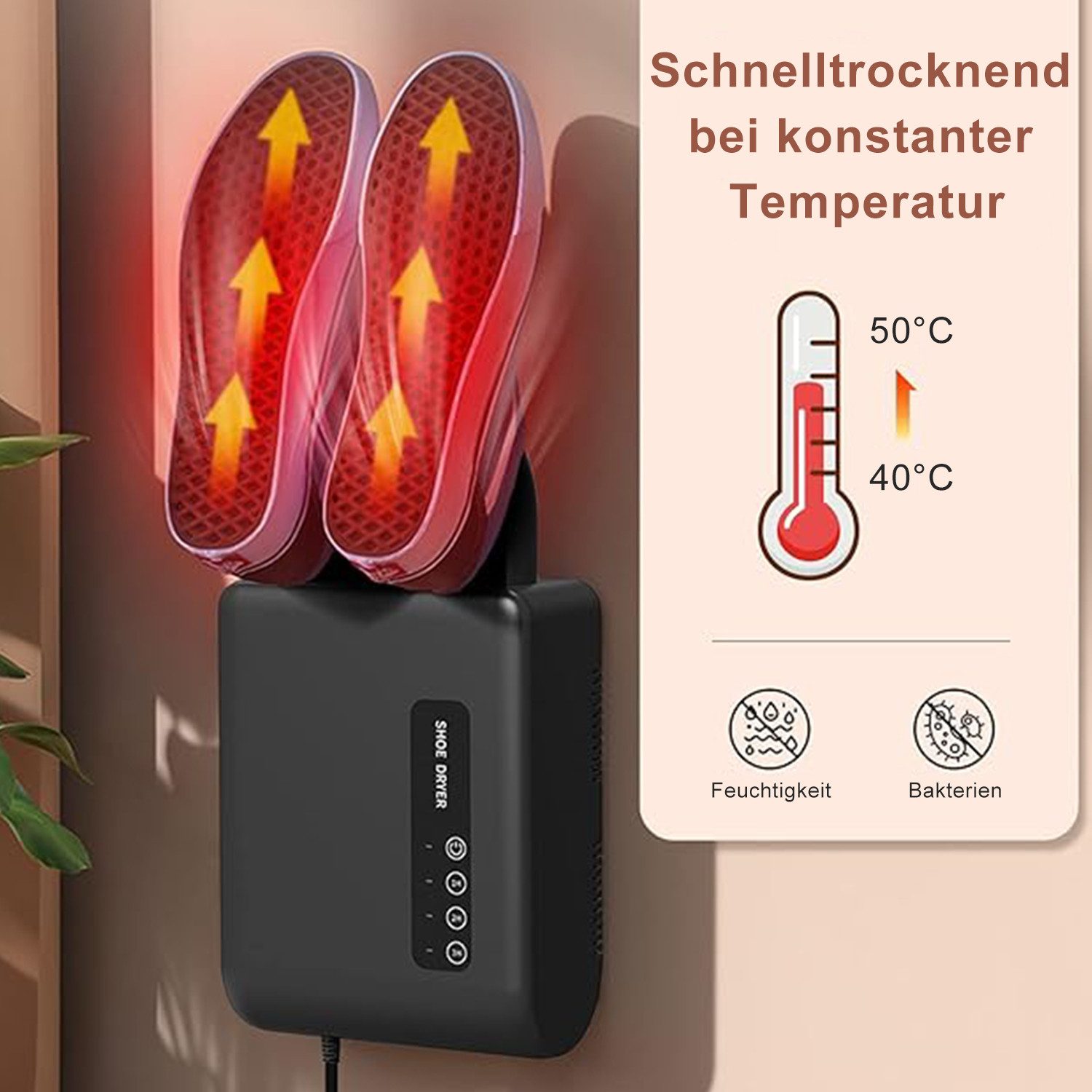 AIMAX Schuhtrockner Elektrisch Schuhtrockner Wandmontage Schuhheizung Stiefel Schuhwärmer, Zur hilft Gerüche, Bakterien zu bekämpfen, für Handschuhe Socken – Bild 4 von 5