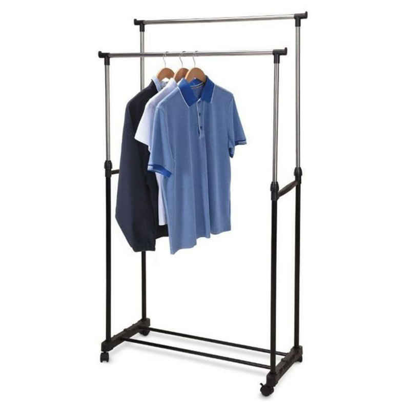 Storage solutions Kleiderständer Kleiderständer Doppelt mit Rollen Verstellbar, (1 St)
