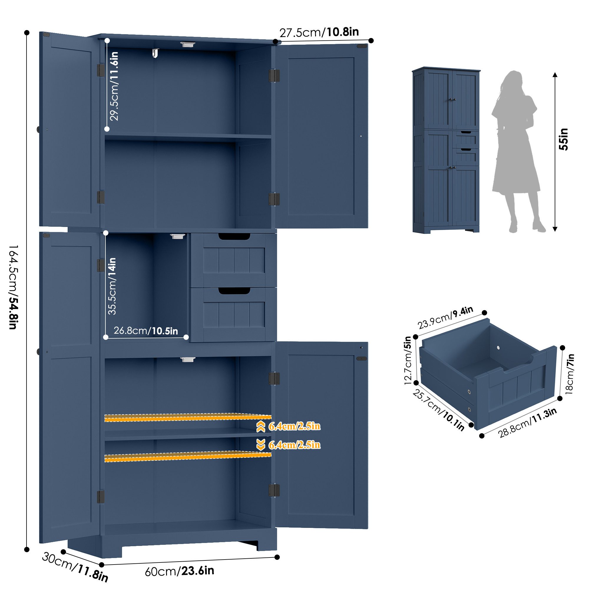 HOMECHO Hochschrank Badezimmerschrank mit 4 Türen günstig online kaufen