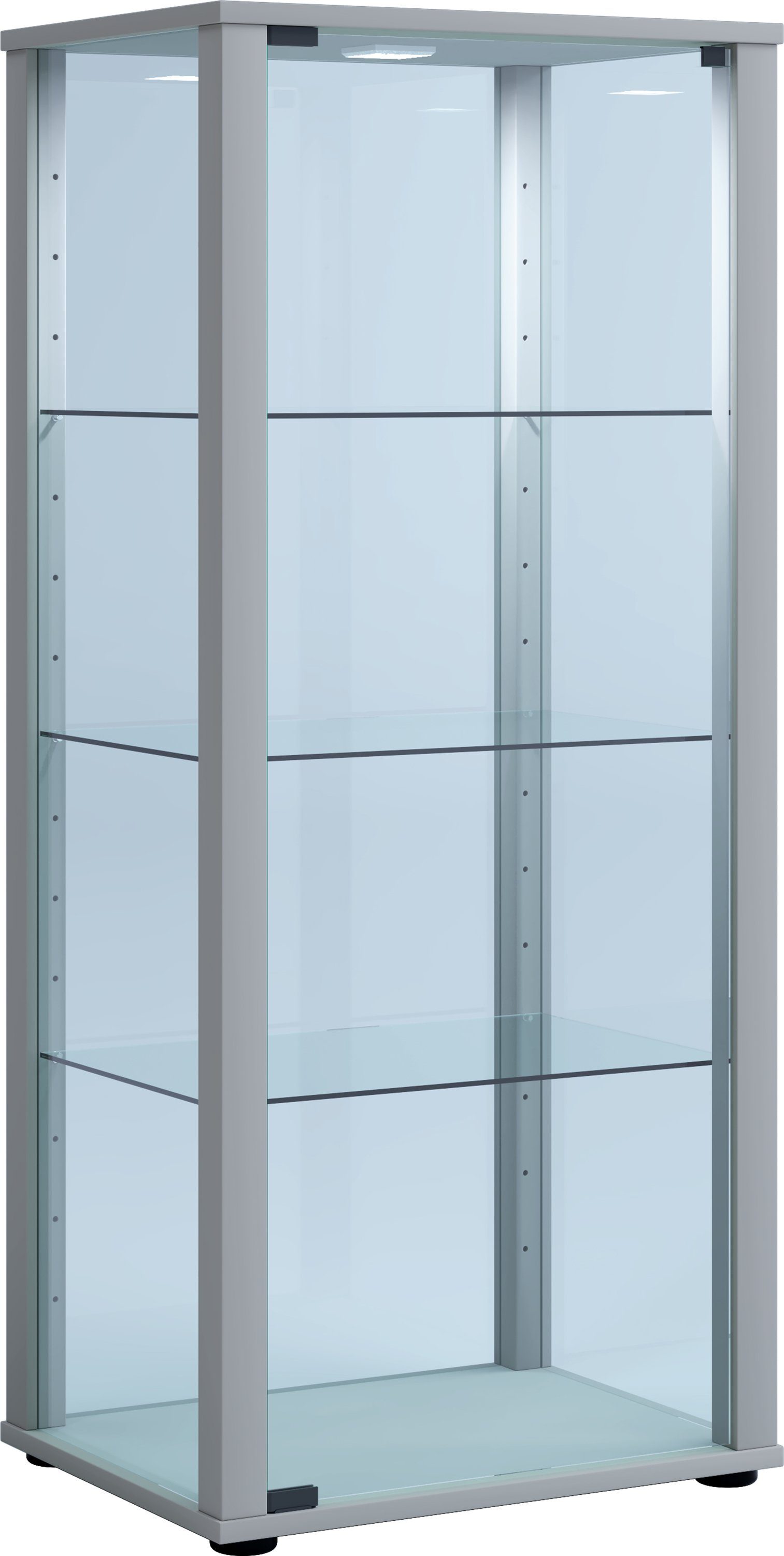 VCM Standvitrine Silber Kavisa Stand Glas Holz Vitrine M Sammelvitrine