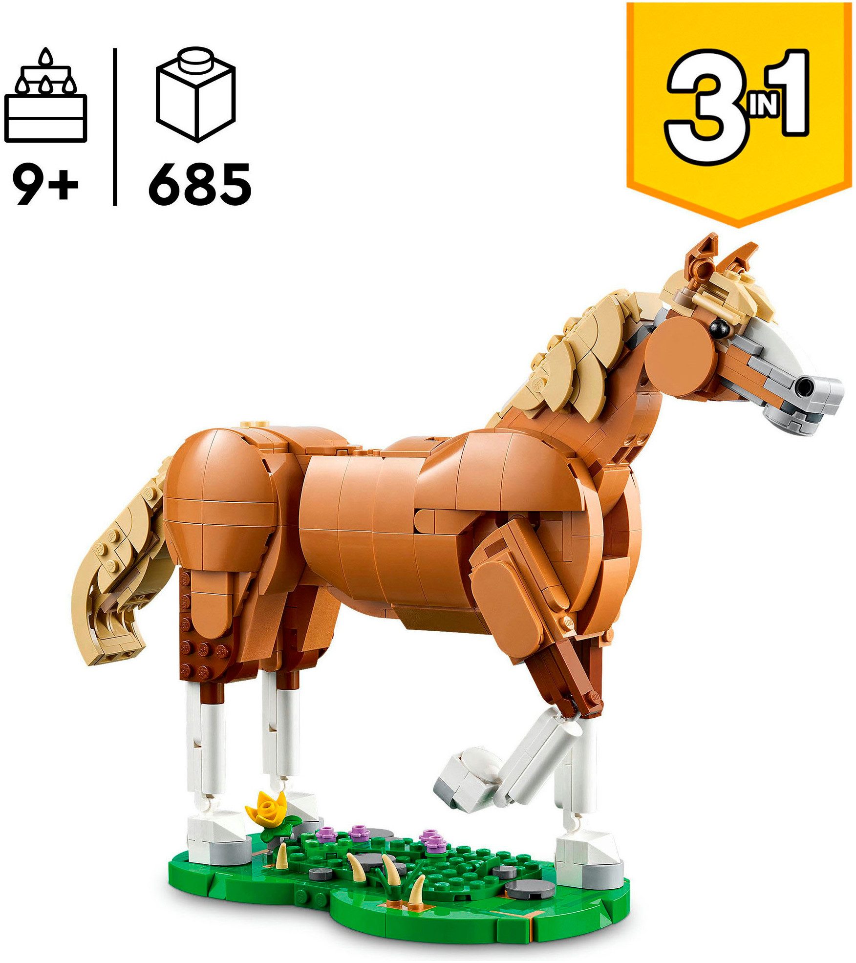 LEGO® Prächtiges Ross (31166), LEGO Creator Konstruktionsspielsteine, (685 St), Made in Europe