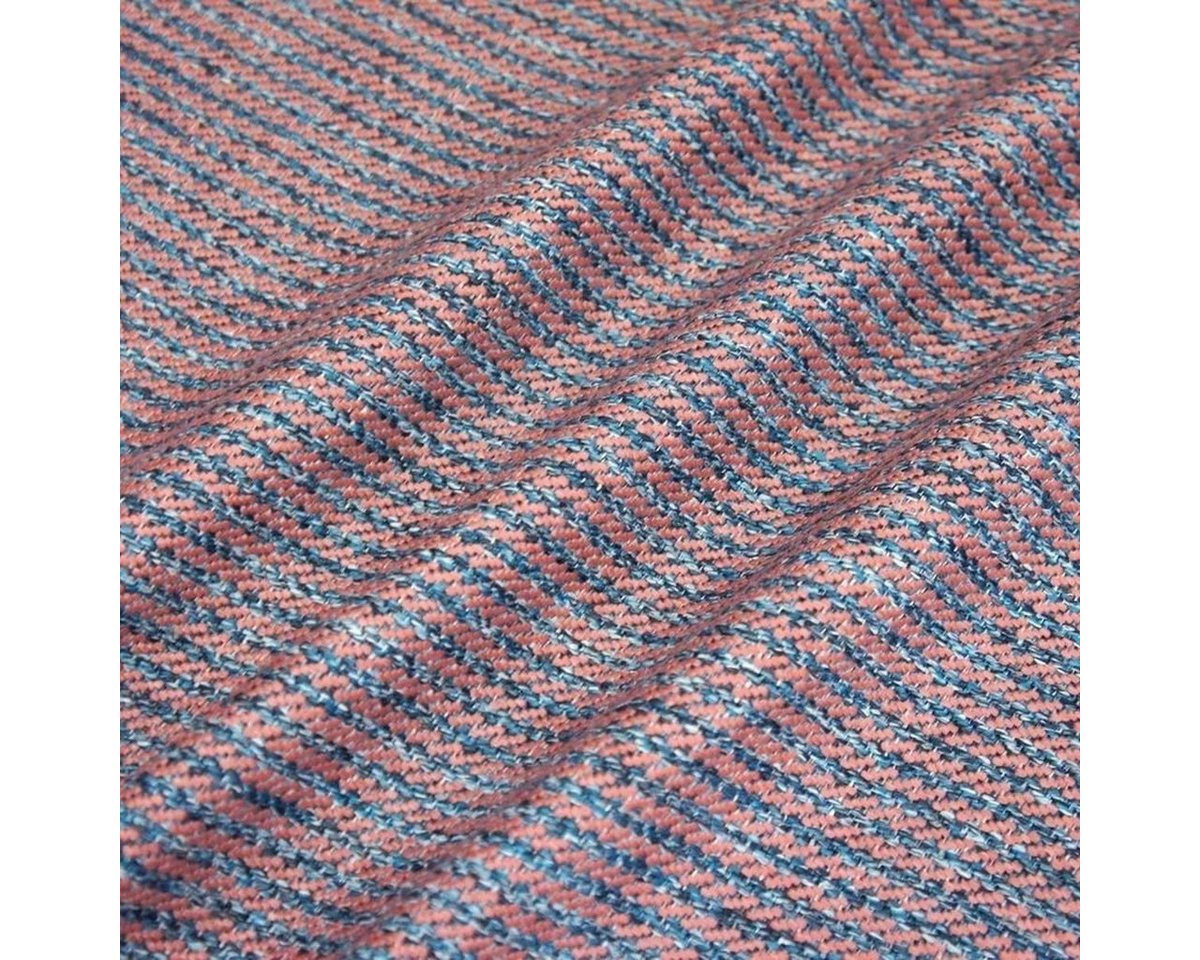 Thumbnail - Stofferia Stoff Outdoorstoff Flechtmuster Jimmiz Treccia Corallo Azzurr, Breite 140 cm, Meterware