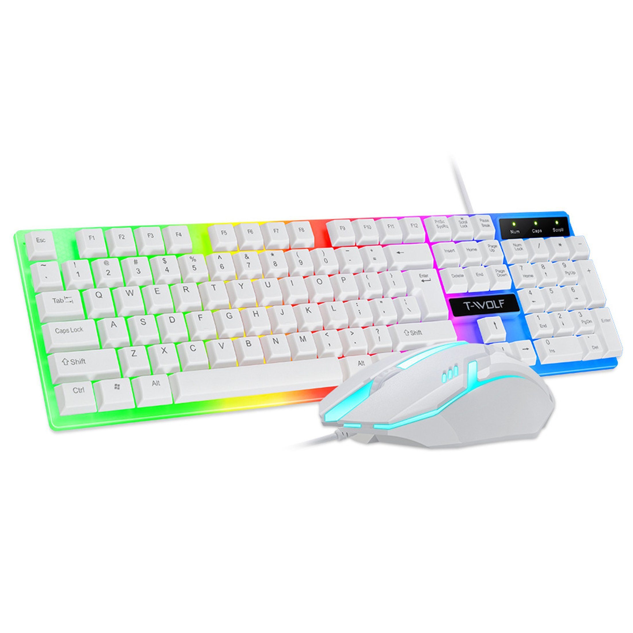 KINSI Kabelgebundene Tastatur und Maus Set mit schwebenden Tasten Tastatur- und Maus-Set, kühler RGB-Hintergrundbeleuchtung