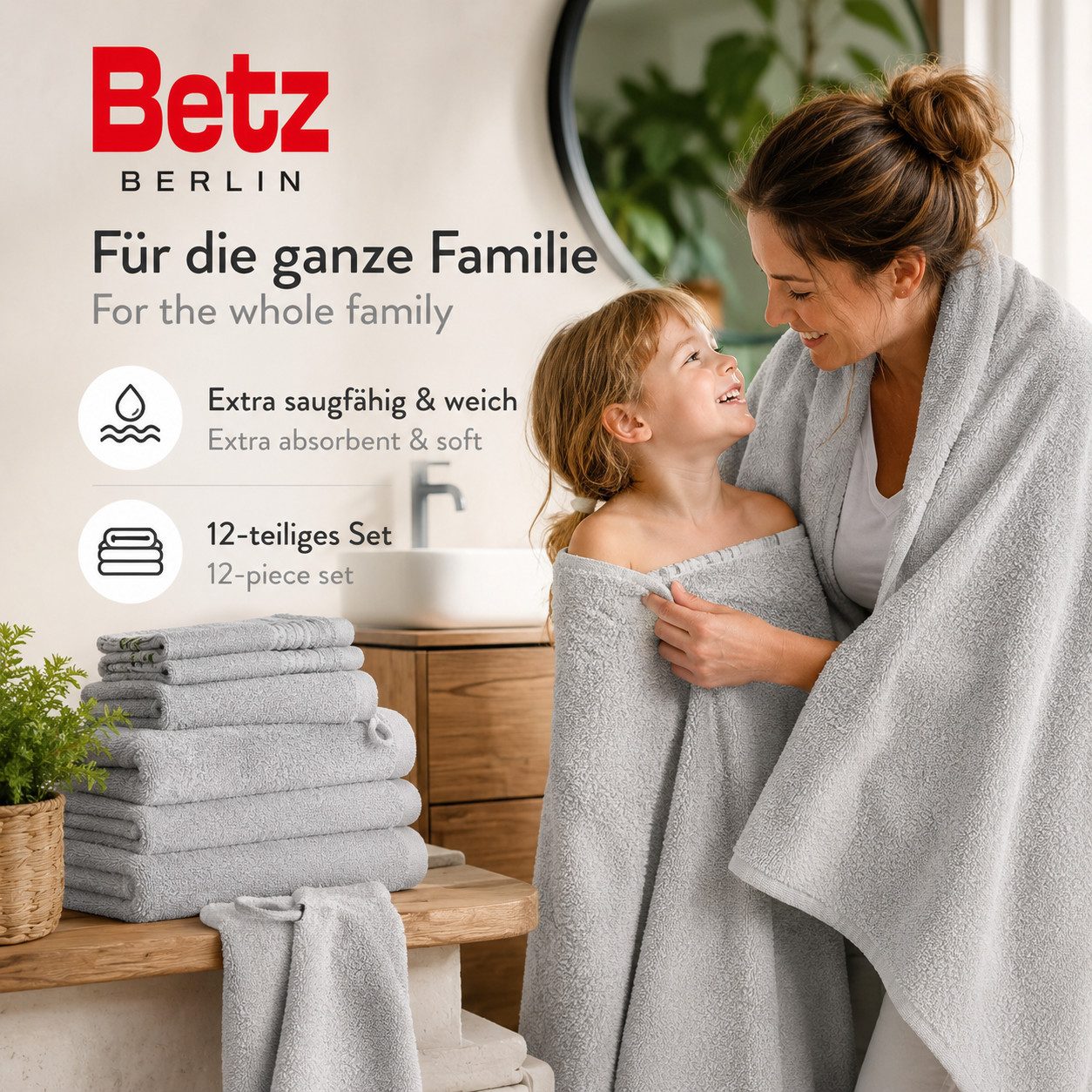 Betz Handtuch Set Betz 12 tlg. Handtuch Set Berlin, 100% Baumwolle (12 Teile, 12-St) – Bild 5 von 5