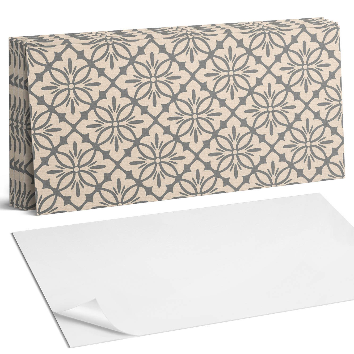 Coloray Vinylfliesen Leicht anzubringen und selbstklebend für Wand und Boden, Blumenmuster mit Details, Beige