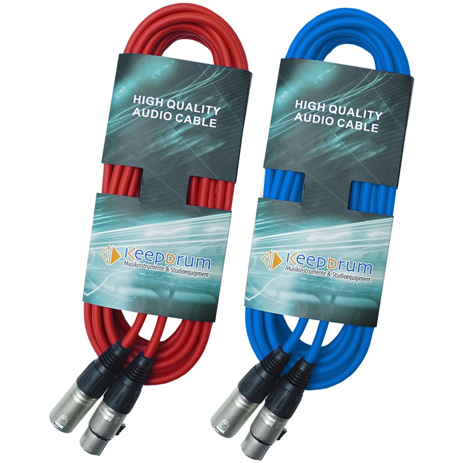 keepdrum keepdrum DMX Kabel 10m 3-pol XLR 1x Rot 1x Blau Elektro-Kabel, 3-pol XLR Stecker, zu XLR-Buchse (1000 cm), XLR-Kabelset Rot und Blau 10 m
