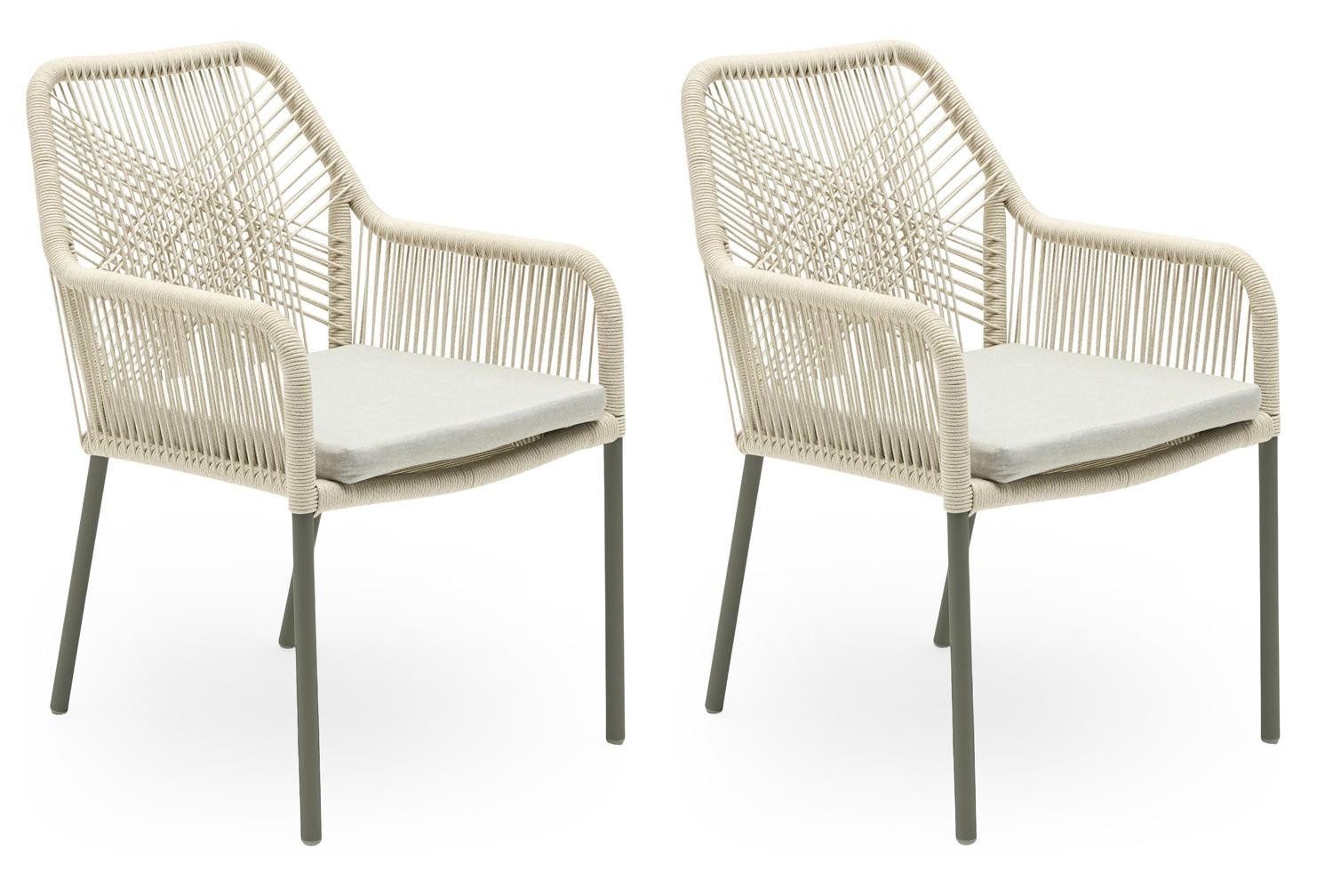 Outdoor Sitzgruppe STILO, 2er Set, Anthrazit, Beige, Aluminium, Seilbespannung