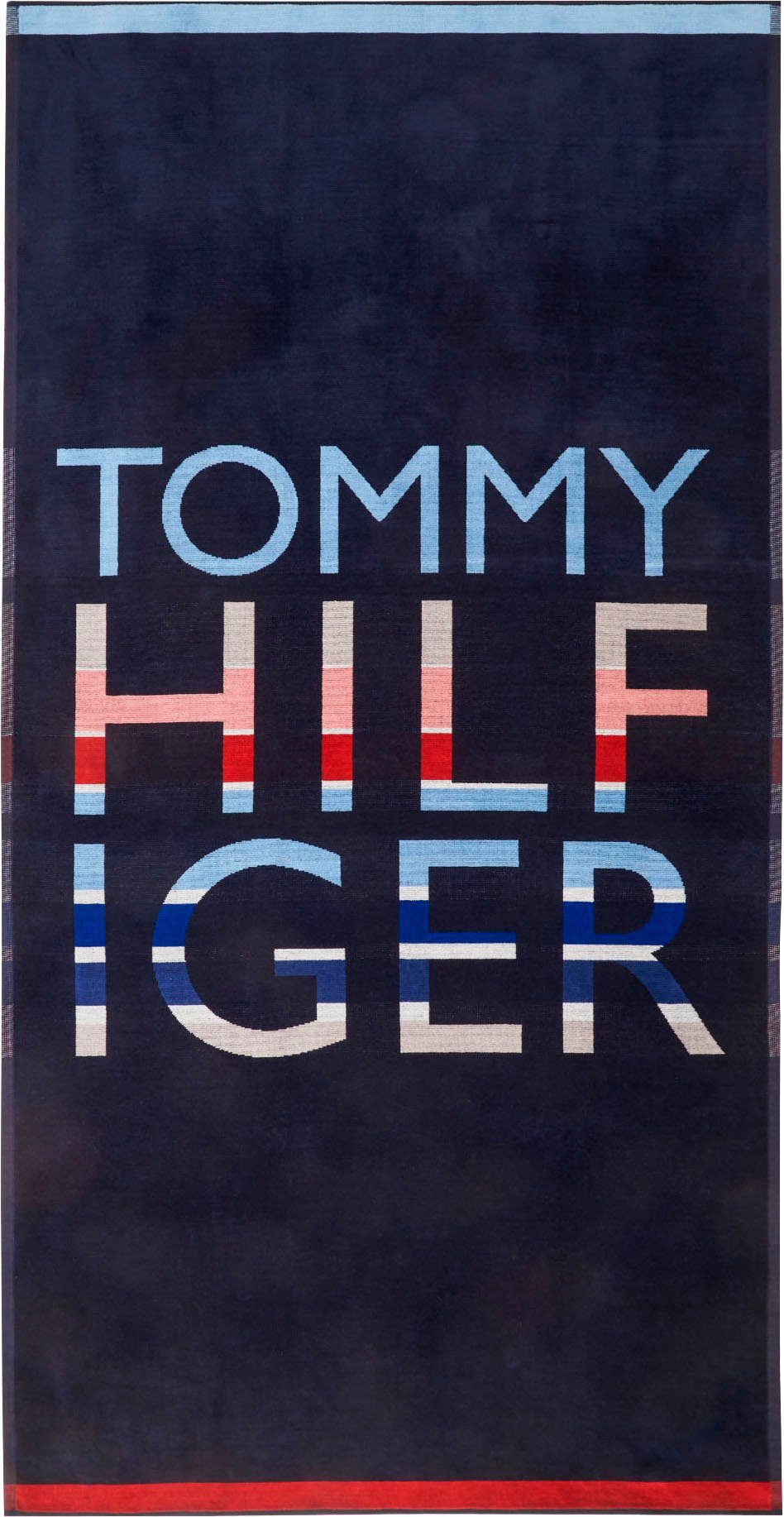 Tommy Hilfiger Strandtuch Colorful Logo, Jacquard-Velours (1-St), aus 100%  Baumwolle