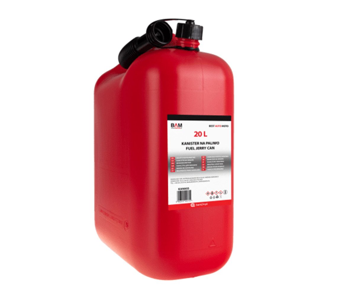 Systafex® Benzinkanister 20L Kraftstoffkanister mit Flex-Ausgießer – für Reisen und Notfälle (1 St), UV-beständig, Griff, Ausgießer, universell einsetzbar