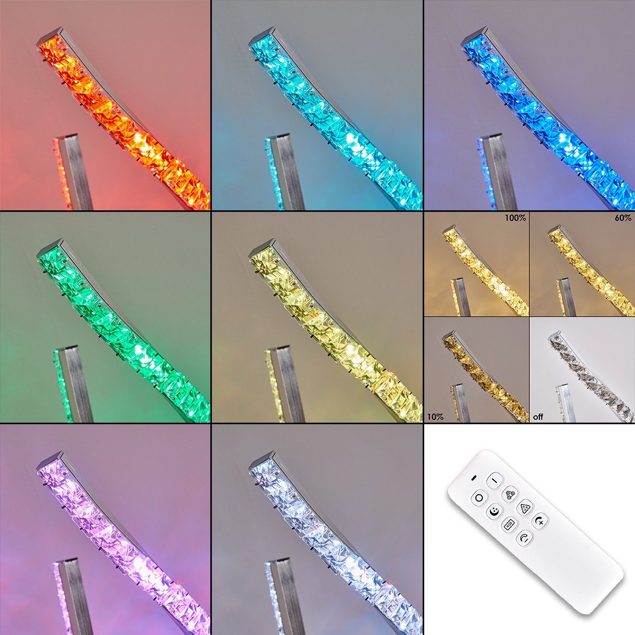 Stehleuchte mit Aluminium/Kunststoff Farbwechsler, aus 1400 3000 Chromfarben/klar, Stehlampe »Macari« LED Fußschalter in hofstein Kelvin, Fernbedienung, Lumen, dimmbar,