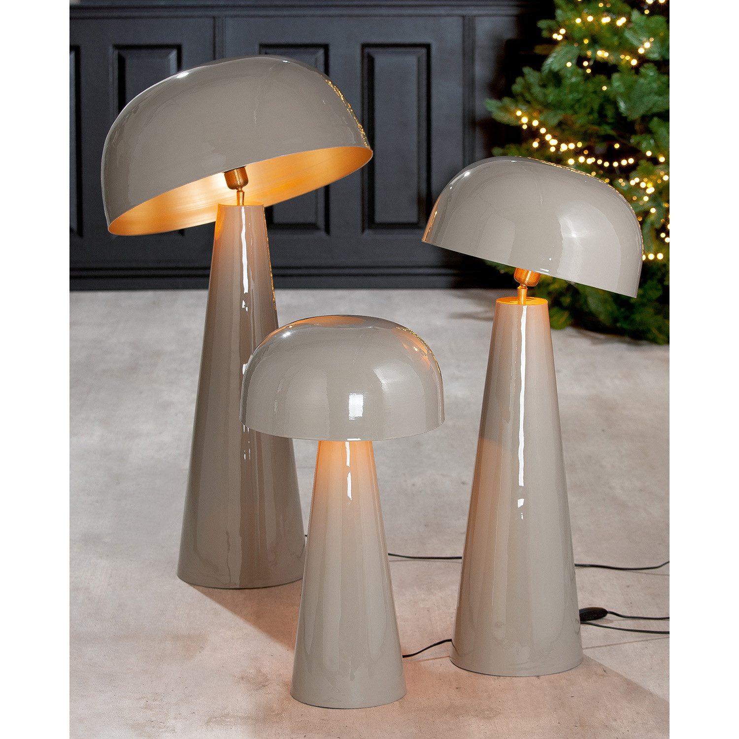 GILDE Stehlampe GILDE Bodenlampe Mushroom - grau - H. 85cm x D. 36cm