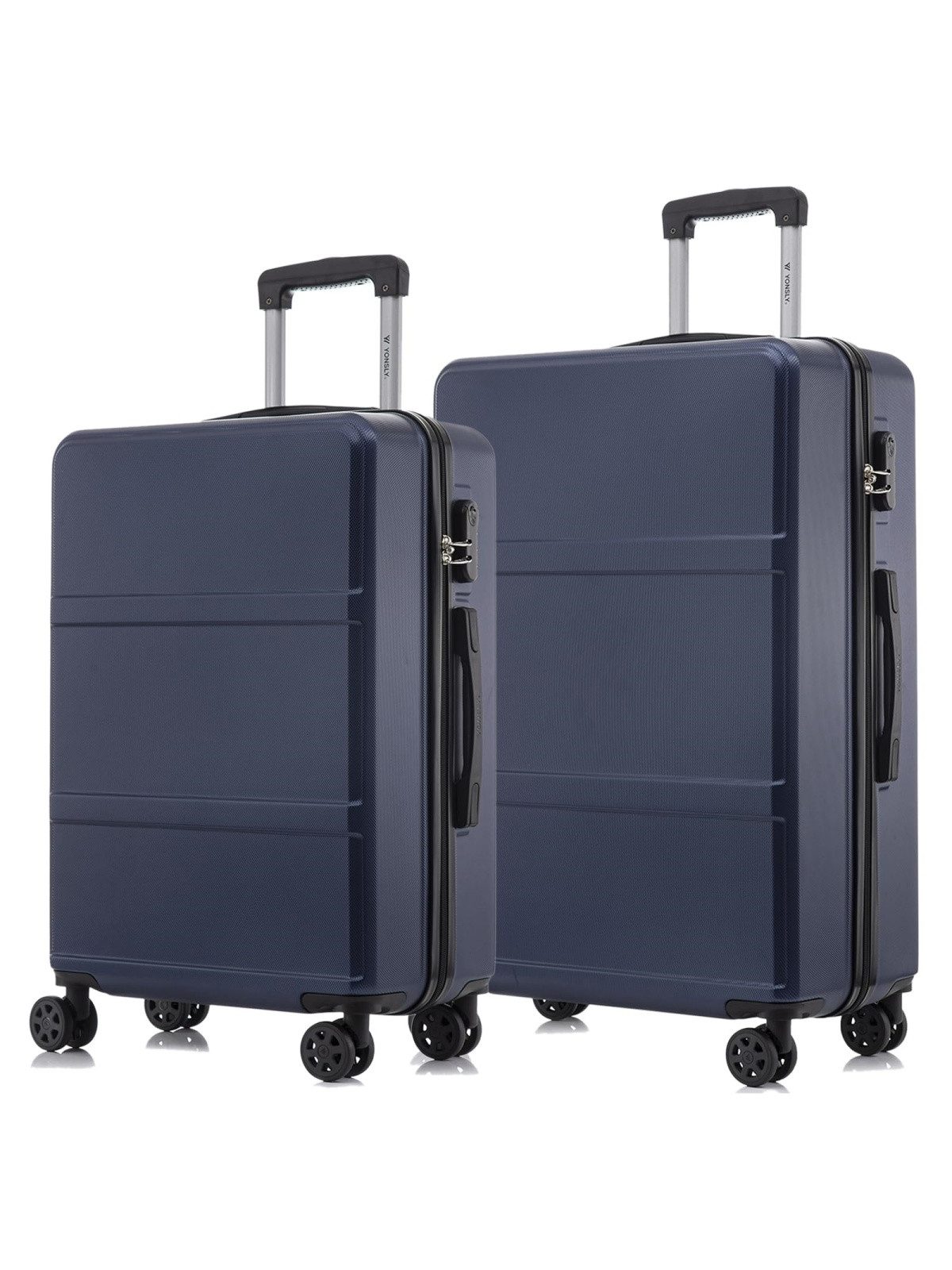YONSLY Handgepäckkoffer Hartschalen-Reisekoffer aus ABS als Trolley-Set, 4 Rollen, mit 360°-Doppelrollen, Zahlenschloss und komfortablem Gummigriff