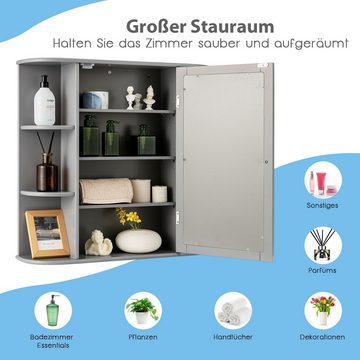 COSTWAY Spiegelschrank Badezimmerschrank mit Spiegeltür&Ablagen, hängend 65cm