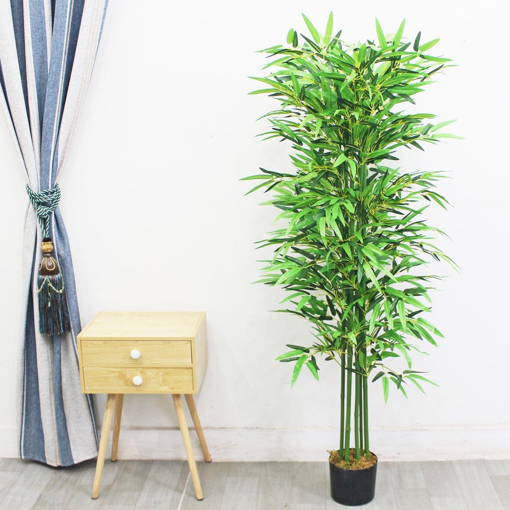 Kunstbambus Bambus Kunstpflanze Künstliche Pflanze Bambus-Strauch Kunstbaum 160 cm, Decovego