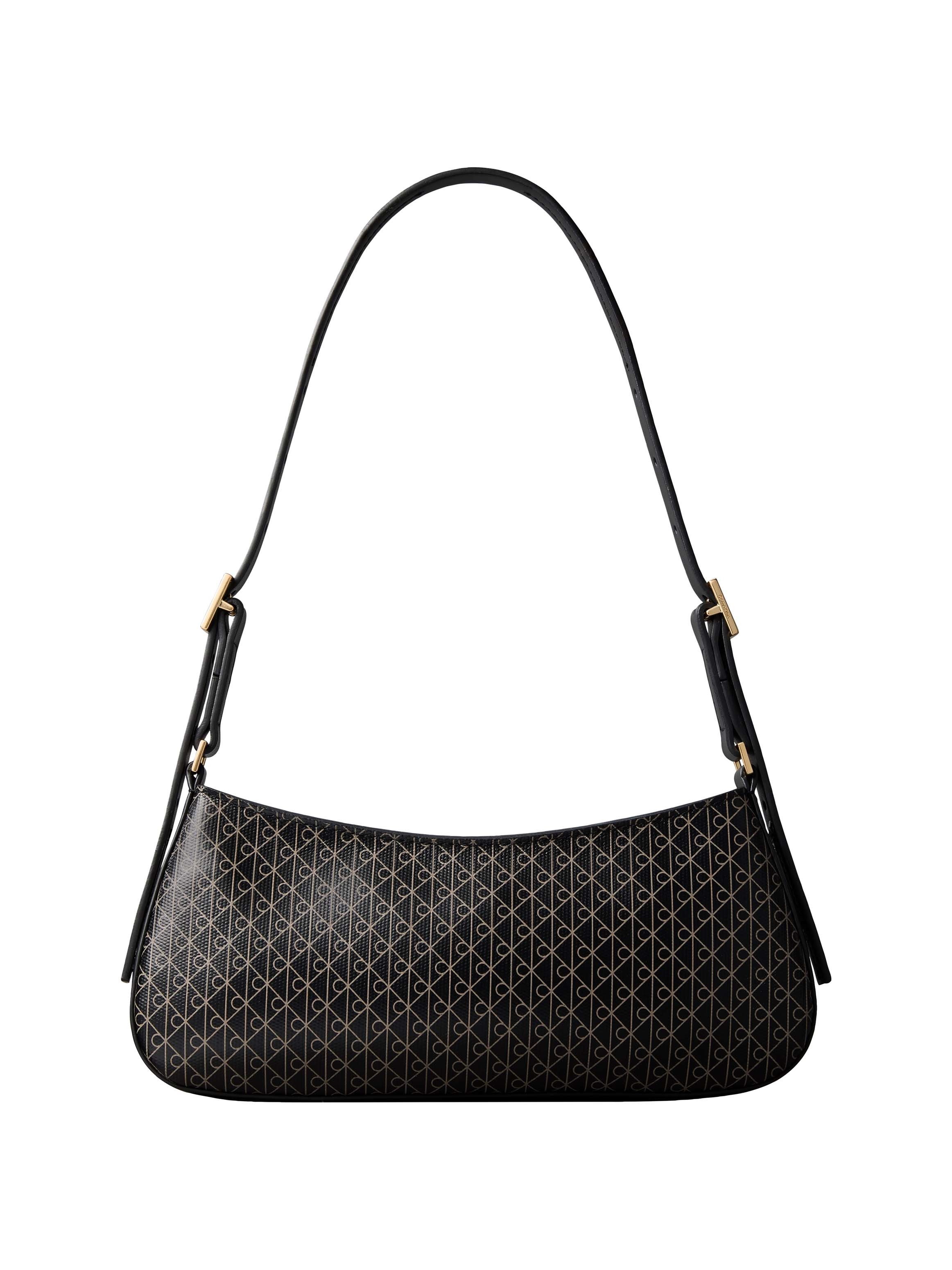 Calvin Klein Schultertasche EMBLEM AOP SMALL SHOULDER BAG, Damen Umhängetasche, Tragetasche Handtasche mit CK-Logodruck