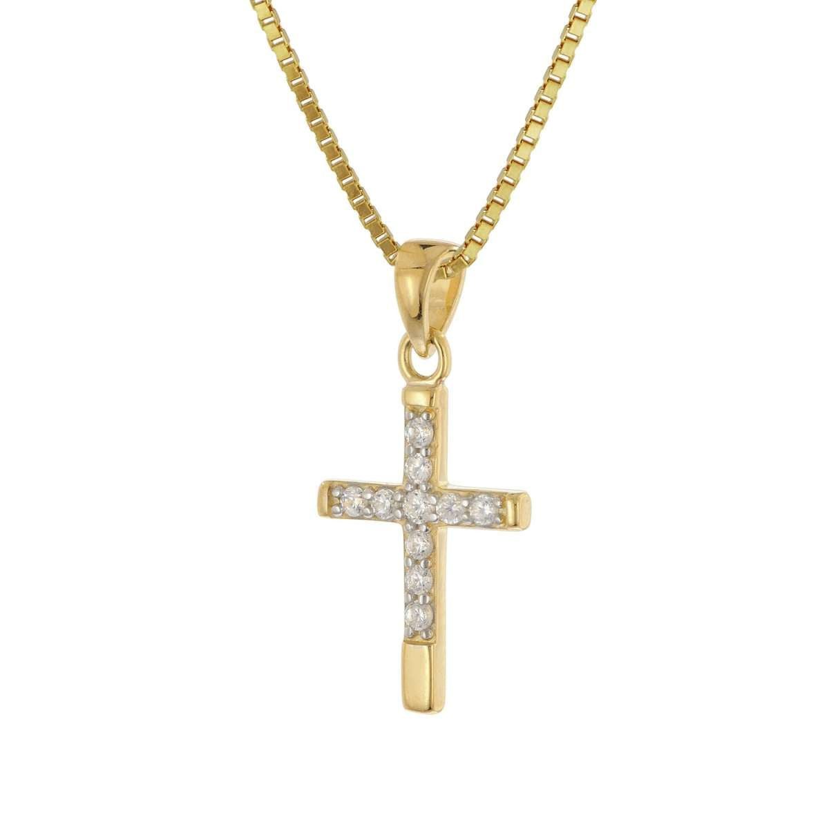 trendor Kreuzkette 28596, Kreuz-Anhänger Gold 333 (8 K) mit vergoldeter Silber