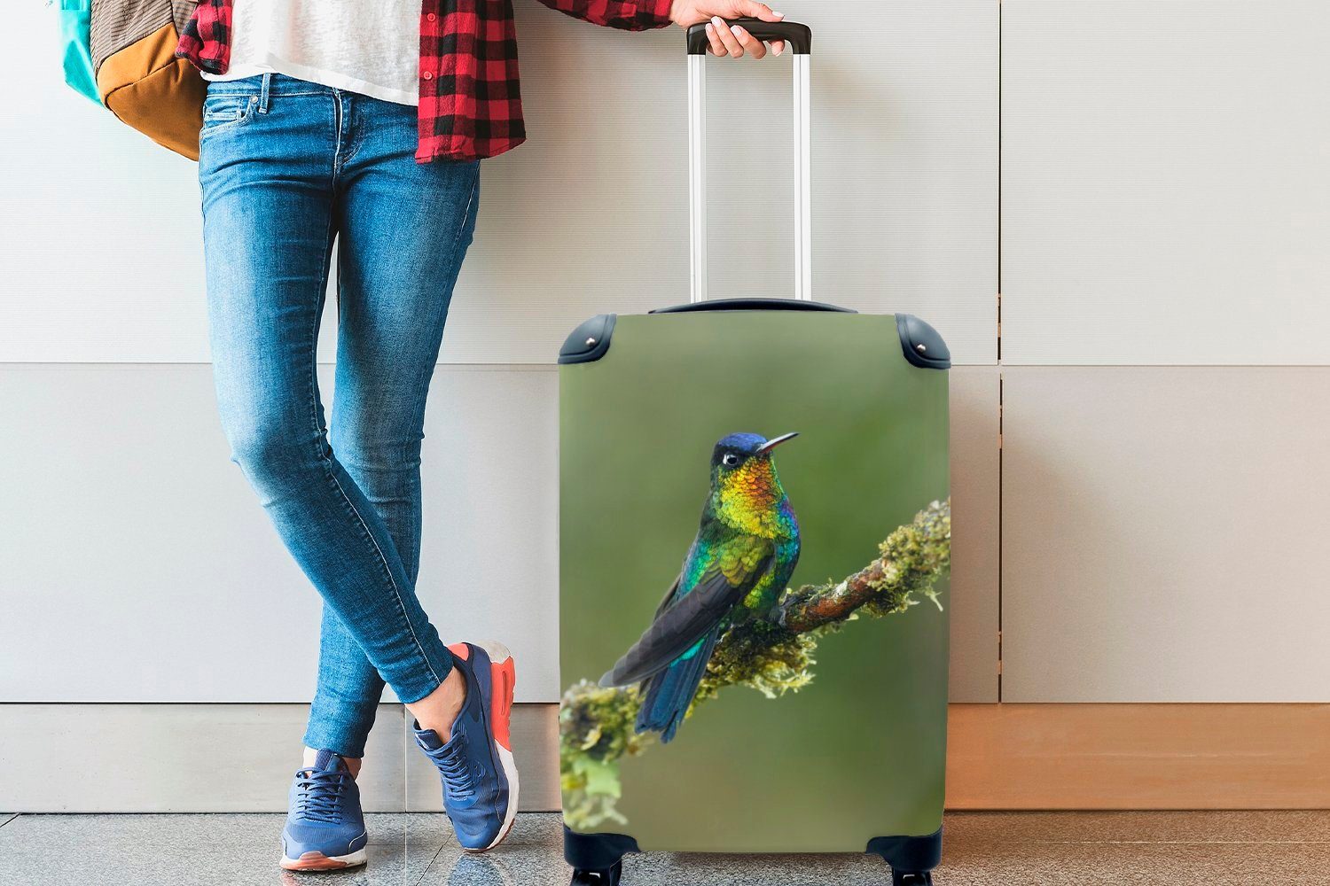 Reisetasche - 4 Kolibri Handgepäck Reisekoffer mit MuchoWow Ferien, Vogel - für Rollen, Handgepäckkoffer Trolley, rollen, Farben,