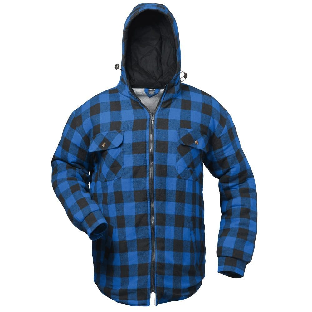 Craftland Thermohemd Flanellhemd mit Kapuze Holzfällerhemd Arbeitshemd Arbeitsjacke warme gefütterte Arbeitsjacke mit Teddy-Futter