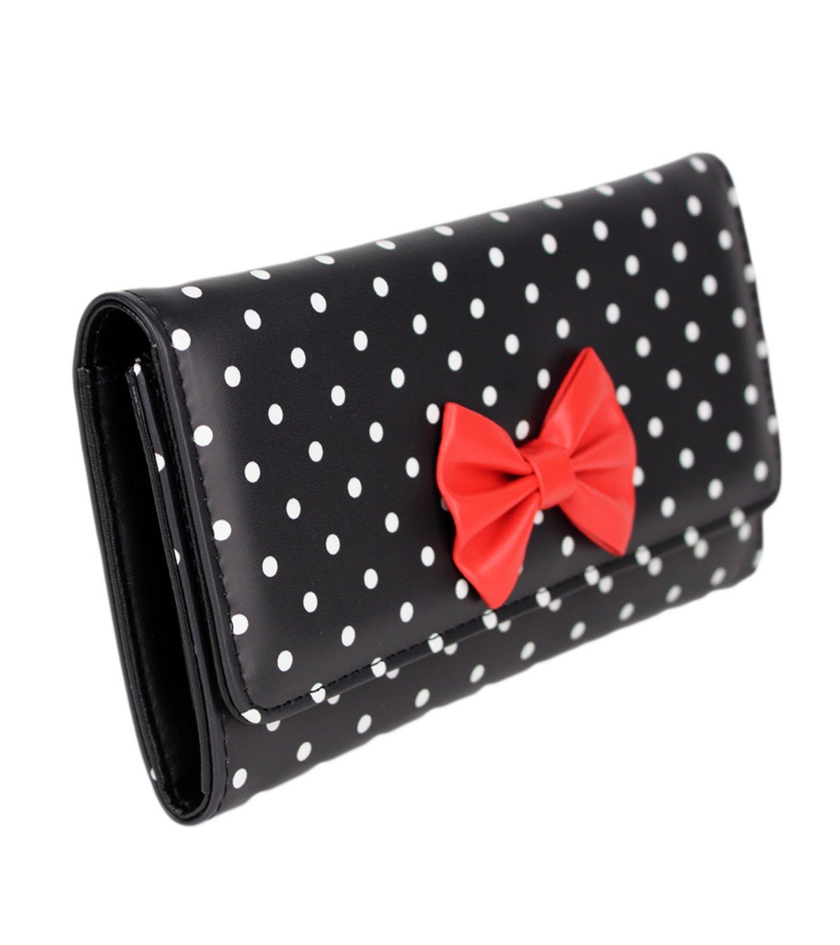 Schompi Geldbörse XXL Vintage Geldbeutel Polka Dots Muster Schleife, Punkten Rockabilly, 50er Jahre Portemonnaie Gepunktet – Bild 3 von 5