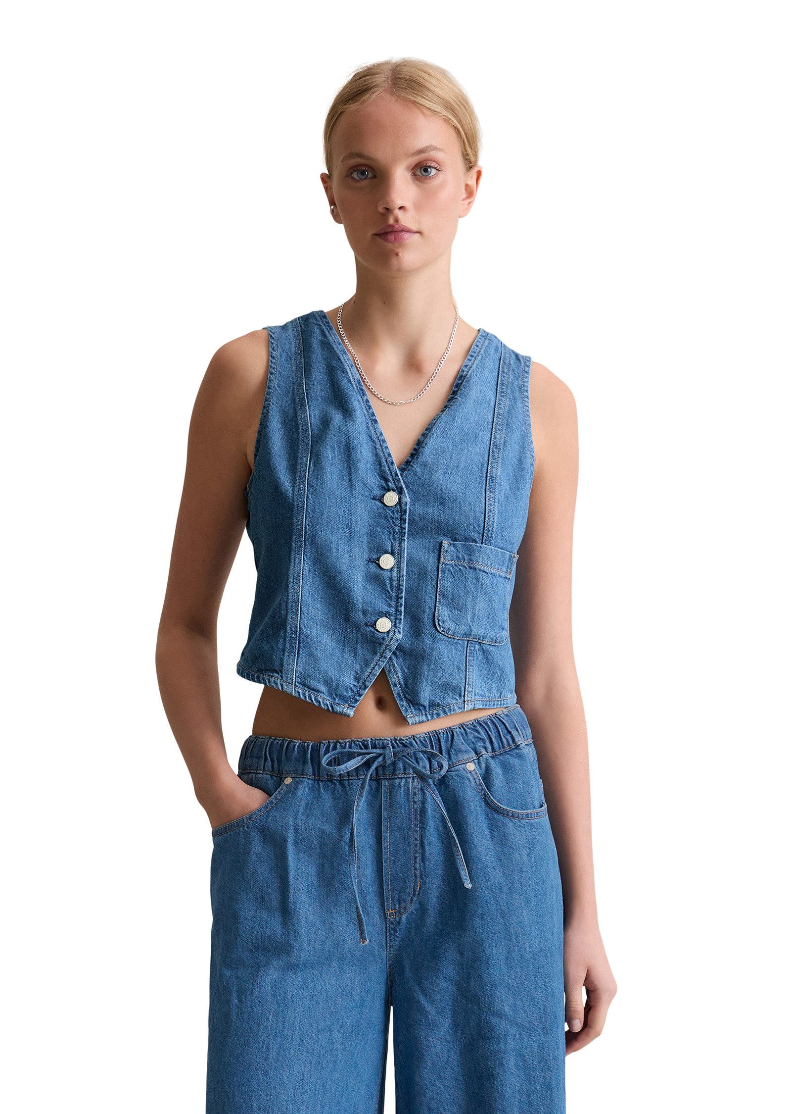 Marc O'Polo DENIM Jeansweste mit recyeltem Leinen-Garn