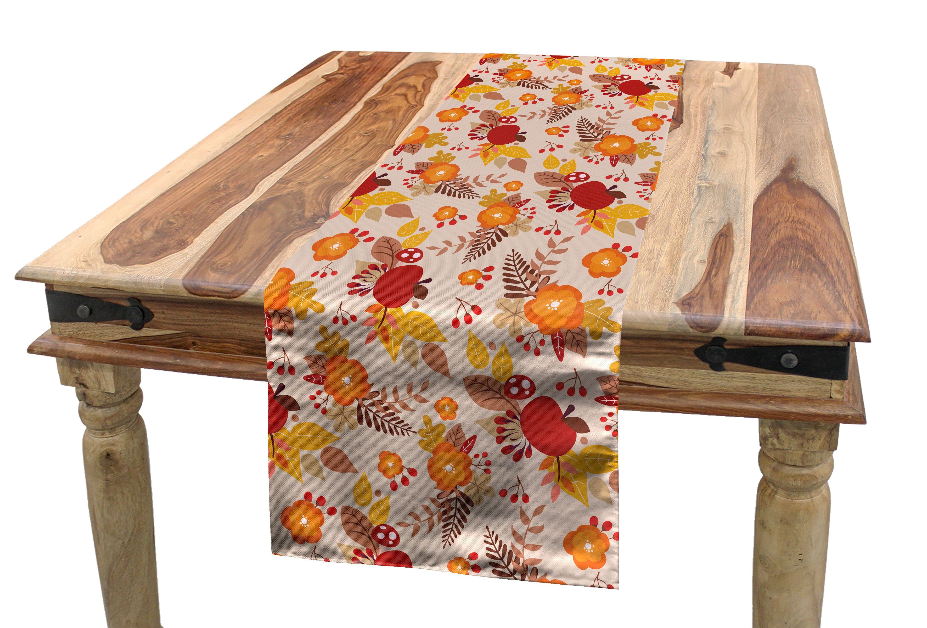 Warmen Rechteckiger Tischläufer, Esszimmer Küche Dekorativer Laub Farben Herbst Abakuhaus Tischläufer