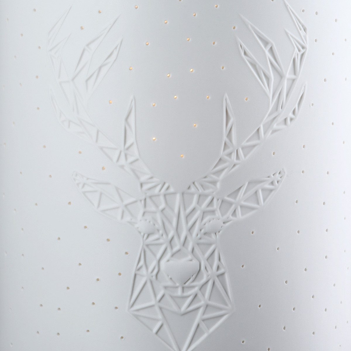 GILDE Tischleuchte Othello Hirschmotiv 61810 Porzellan Weiß 20 cm E14, ohne Leuchtmittel