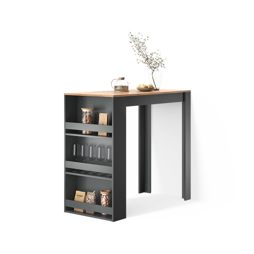 Livinity® Bartisch Regusa, Goldkraft Eiche/Anthrazit/Anthrazit, 57 x 117 cm (1-St)