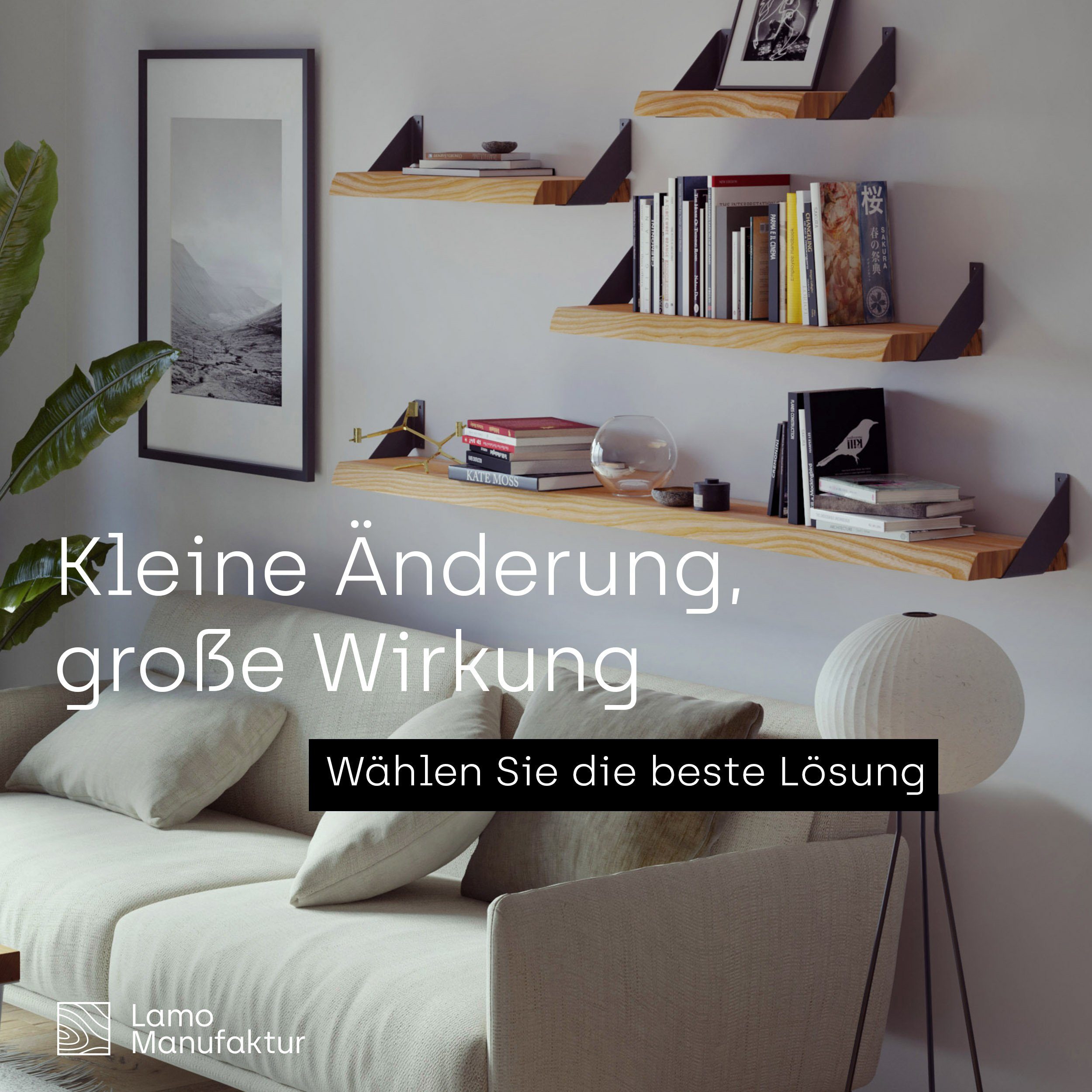 LAMO Manufaktur Wandregal Holz Baumkante Regal günstig online kaufen