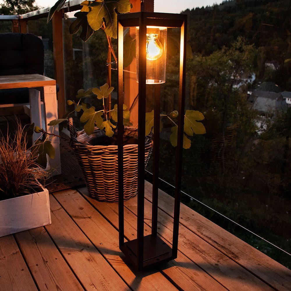 Außen-Stehlampe, Fernbedienung Garten Stand Farbwechsel, inklusive, schwarz-matt LED Leuchtmittel Warmweiß, etc-shop Leuchte ALU Steh