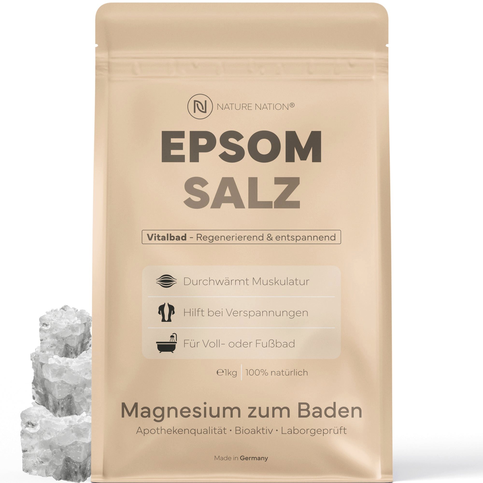 NATURE NATION Körperpflegemittel Epsom Salz Bittersalz Badesalz für Wellness & Peeling