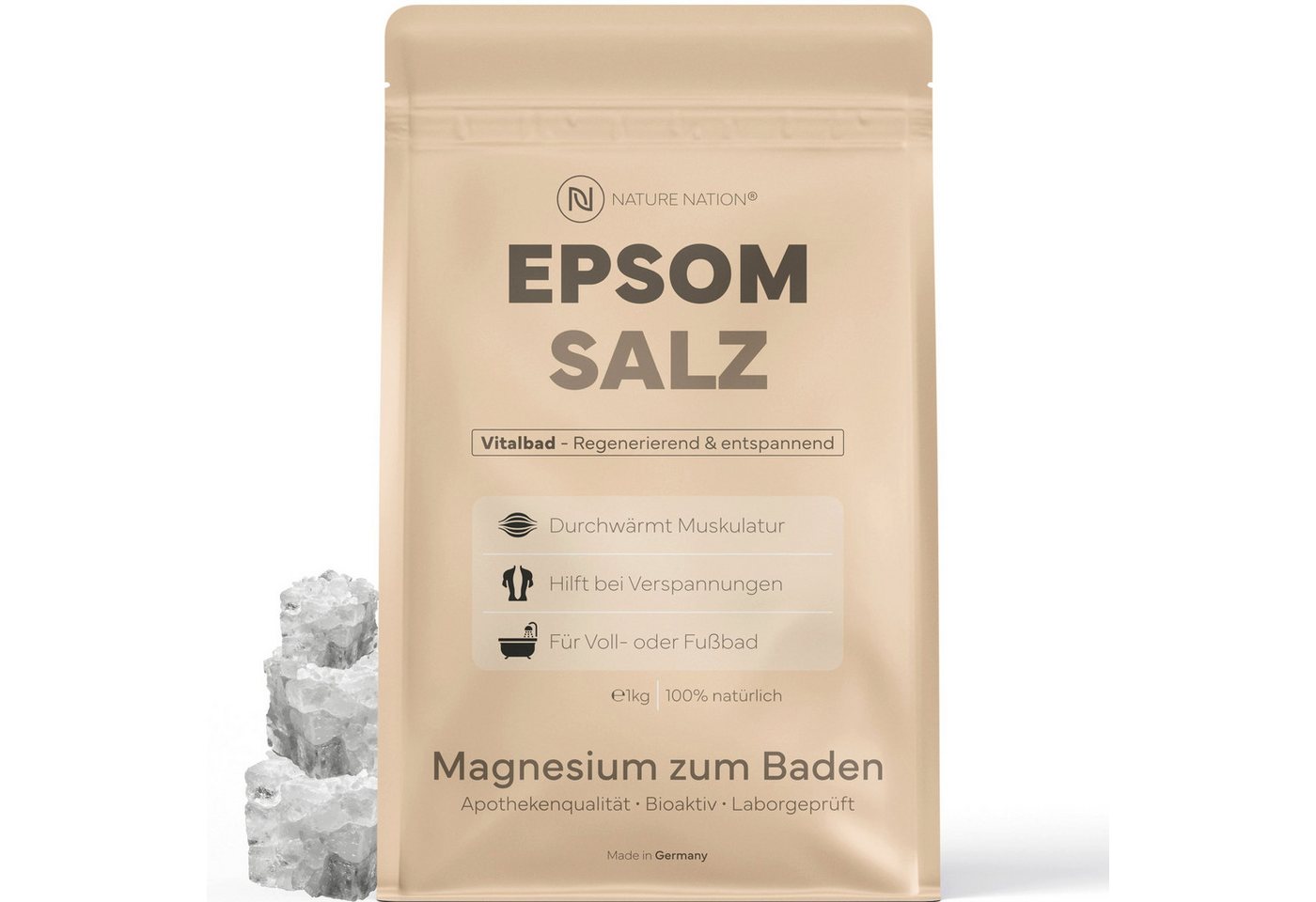 NATURE NATION Körperpflegemittel Epsom Salz Bittersalz Badesalz für Wellness & Peeling