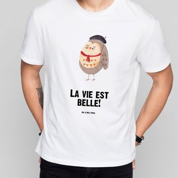 Mr. & Mrs. Panda T-Shirt Eule Französisch - Weiß - Geschenk, Owl, Damen, béret, das Leben ist (1-tlg)