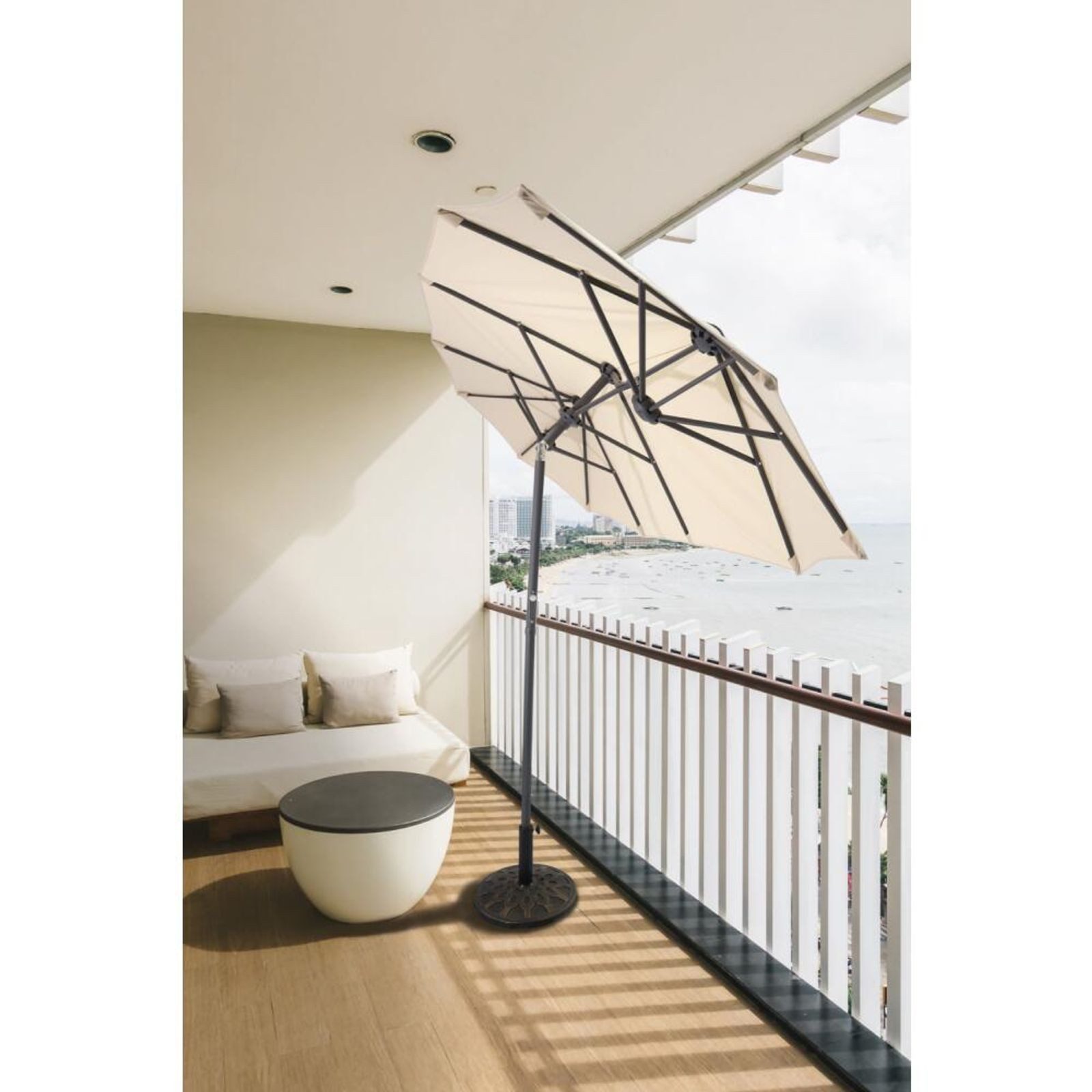 BURI Sonnenschirm Balkon Sonnenschirm Natur Sonnenschutz Gartenschirm Terrassenschirm