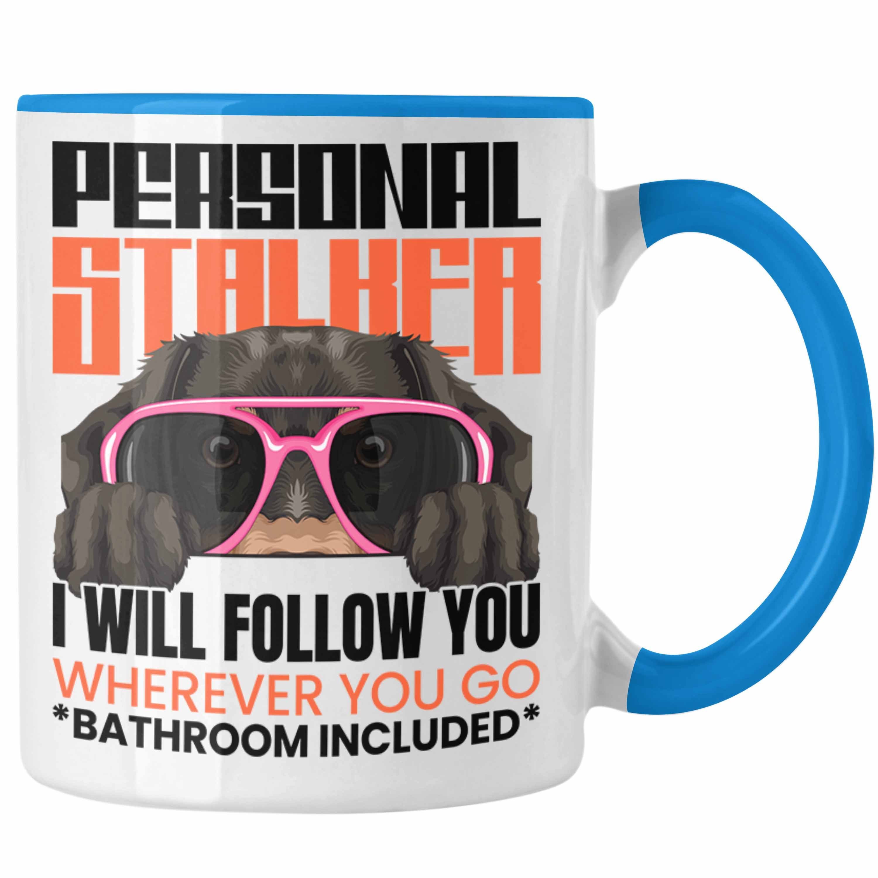 Trendation Tasse Dackel Besitzerin Tasse Geschenk Lustiger Spruch Geschenkidee Personal Blau