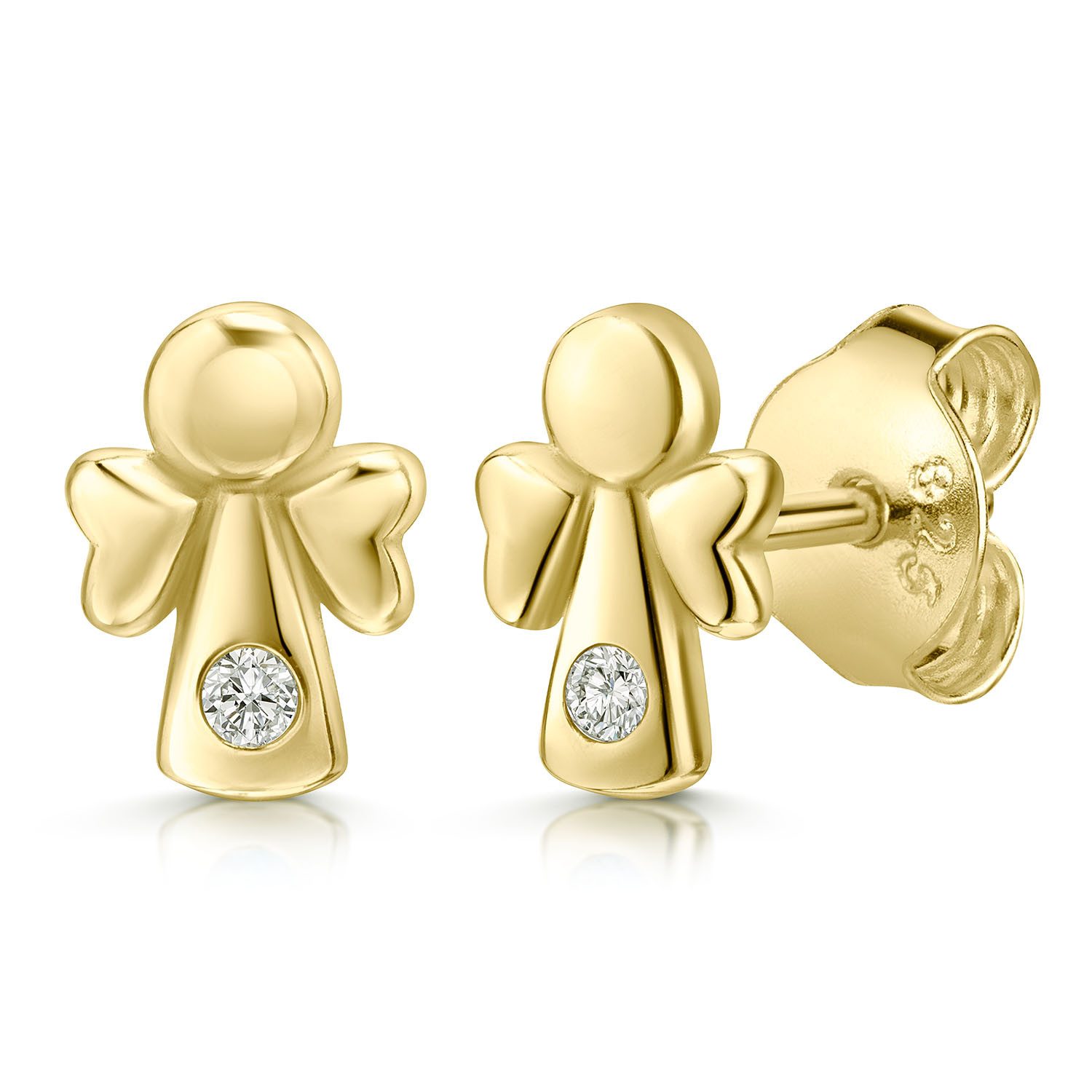 Materia Paar Серьги-гвоздики Schutzengel Серьги Kinder Gold Zirkonia SO-205, 925 Sterling Silber, vergoldet