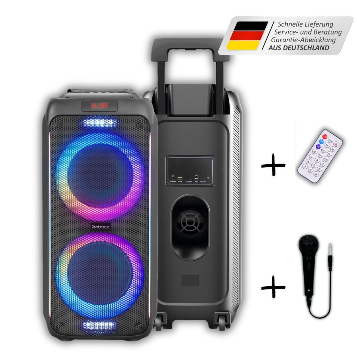 fontastic Fontastic ZEAL 600 Bluetooth Partybox Lautsprecher mit LED & Karaoke Bluetooth-Lautsprecher (60 W)