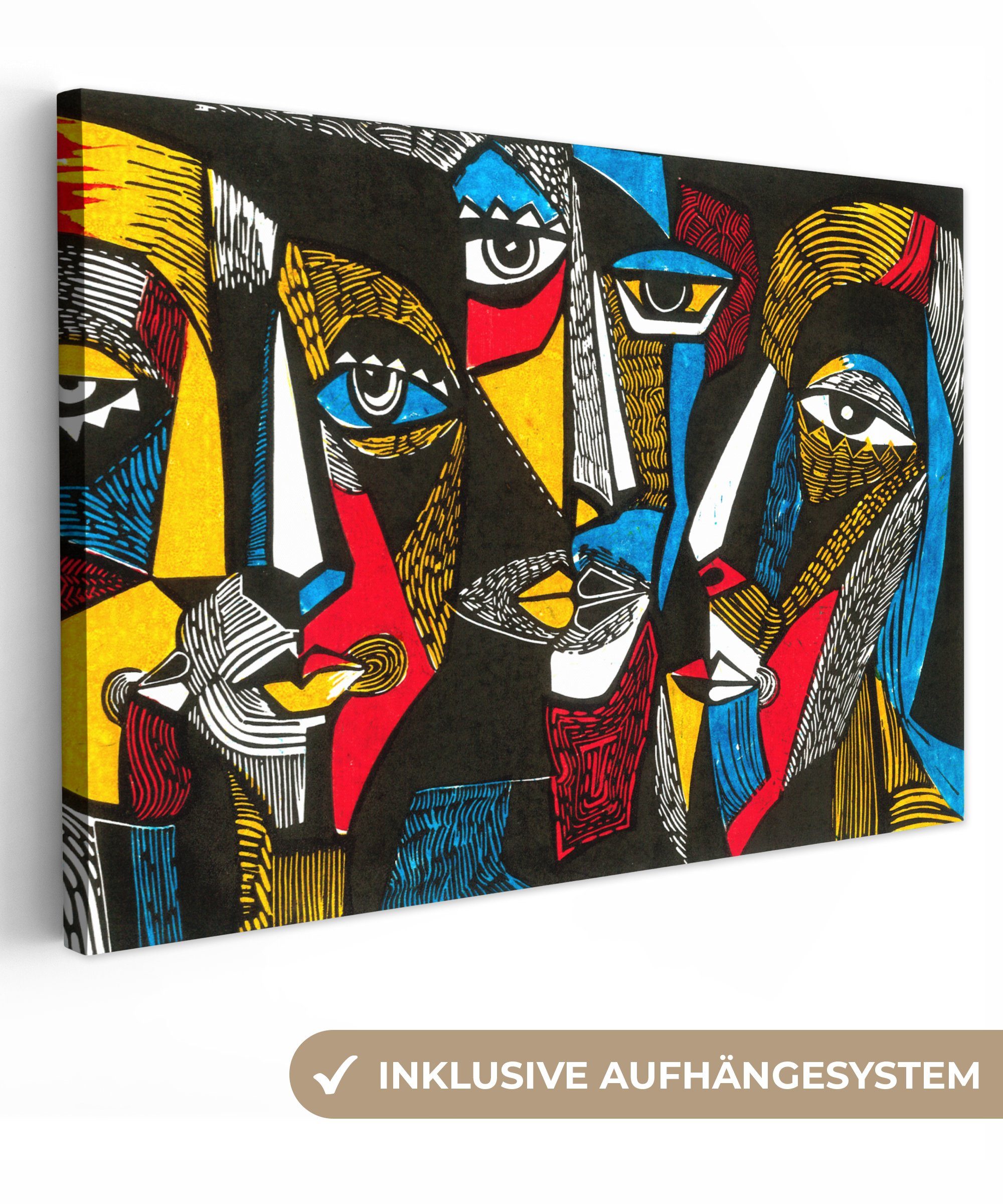 OneMillionCanvasses® Leinwandbild Malerei - Ölfarbenoptik - Kubismus, Fotodruck (1 St), Leinwand Bilder Klein, Wand Dekoration Aesthetic 30x20 cm