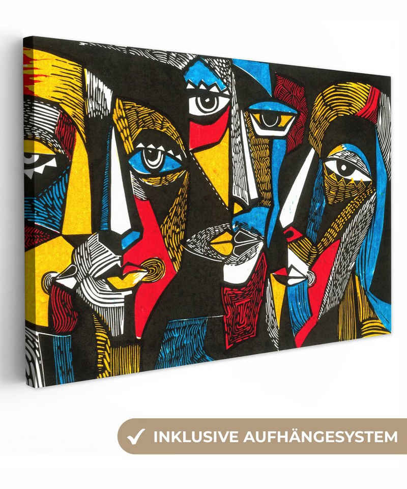 OneMillionCanvasses® Gemälde Malerei - Ölgemälde - Kubismus, (1 St), Wandbild Leinwandbilder, Aufhängefertig, Wanddeko, 30x20 cm