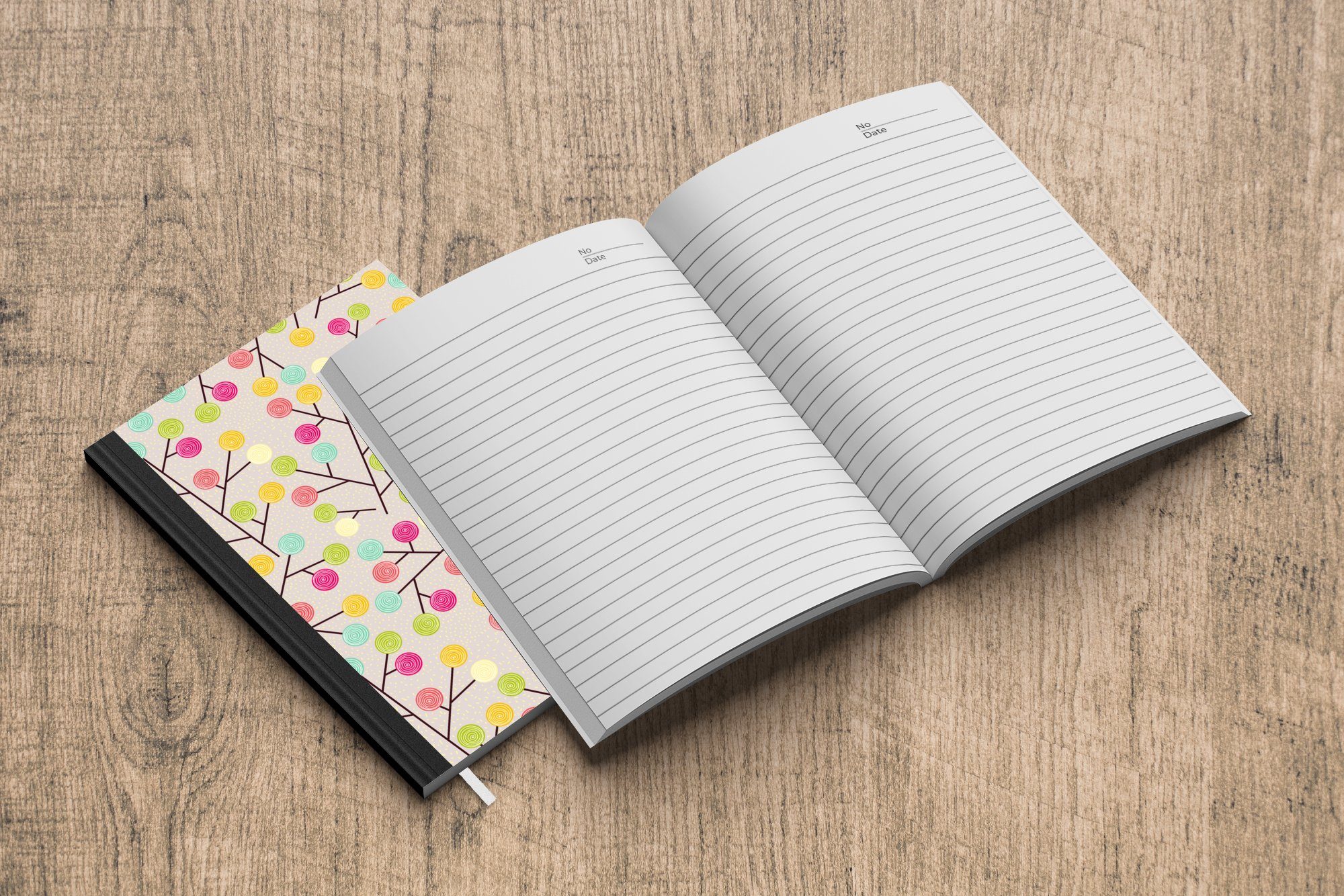 MuchoWow Notizbuch Mädchen - Rosa Haushaltsbuch - Mädchen - Seiten, A5, Journal, -, Merkzettel, Notizheft, Kinder Muster 98 Lutschbonbon - - Baum - Tagebuch