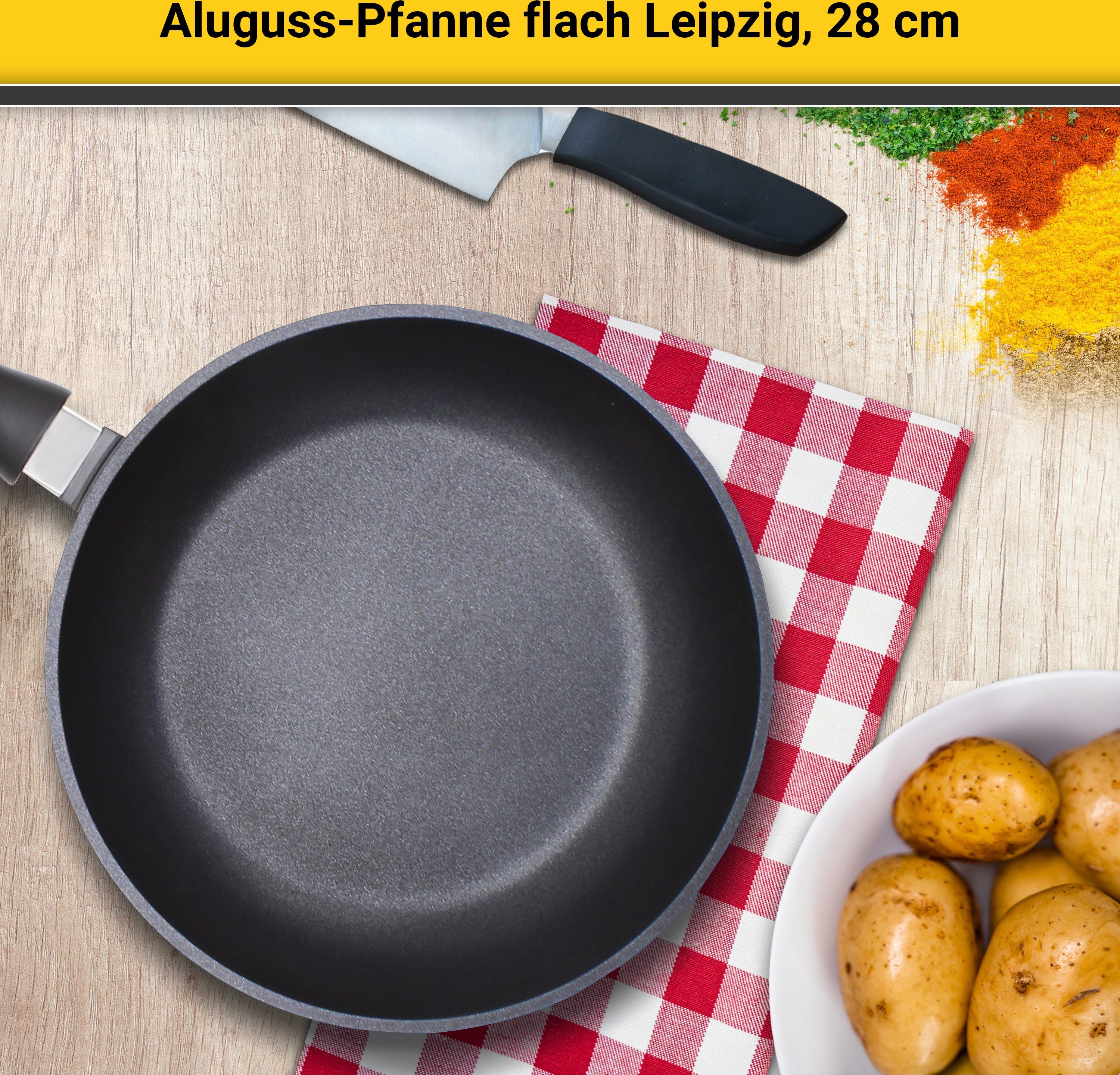 Krüger Bratpfanne Aluguss Pfanne flach LEIPZIG, Aluminiumguss (1-tlg), hochwertige Antihaft-Versiegelung